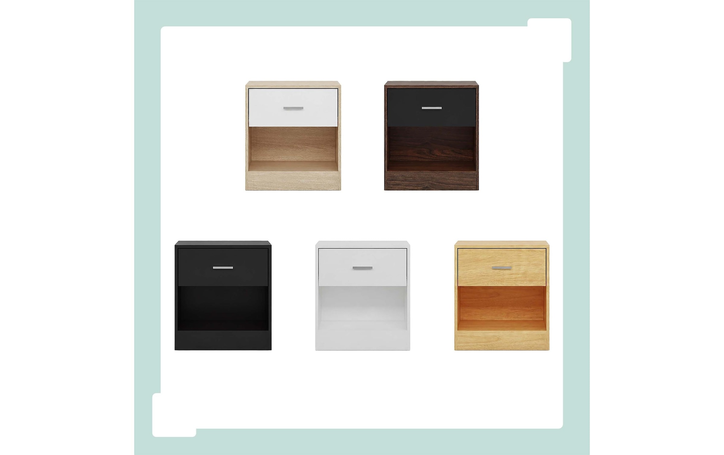 relaxdays »Nachttisch 39 x 41 cm, Weiss/Braun, 2er Set«