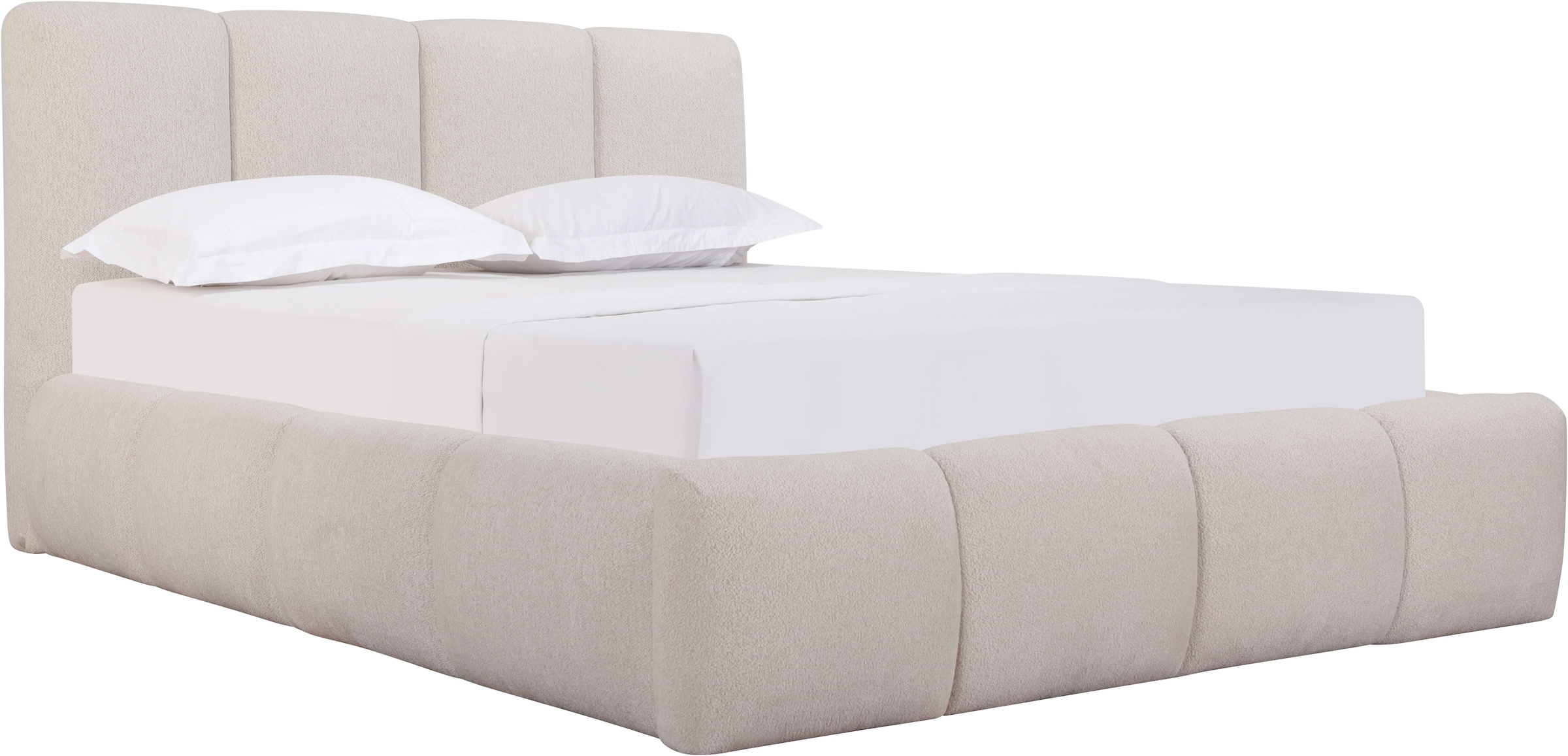 GOODproduct Lit rembourré »MERLINDA, Stauraumbett mit Lattenrost und Bettkasten, Chenille-Bezug« tête de lit et cadre fortement rembourrés, surface de couchage 140x200 / 180x200 cm