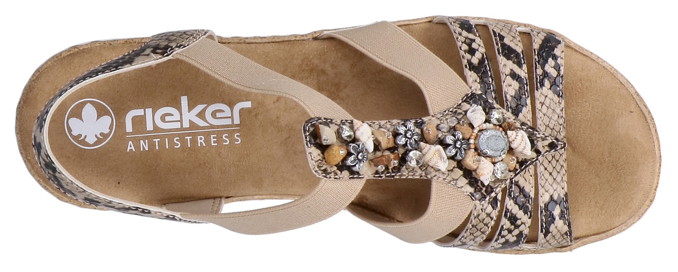 Rieker Sandale  chaussure d'été, sandale, talon compensé, avec décoration estivale