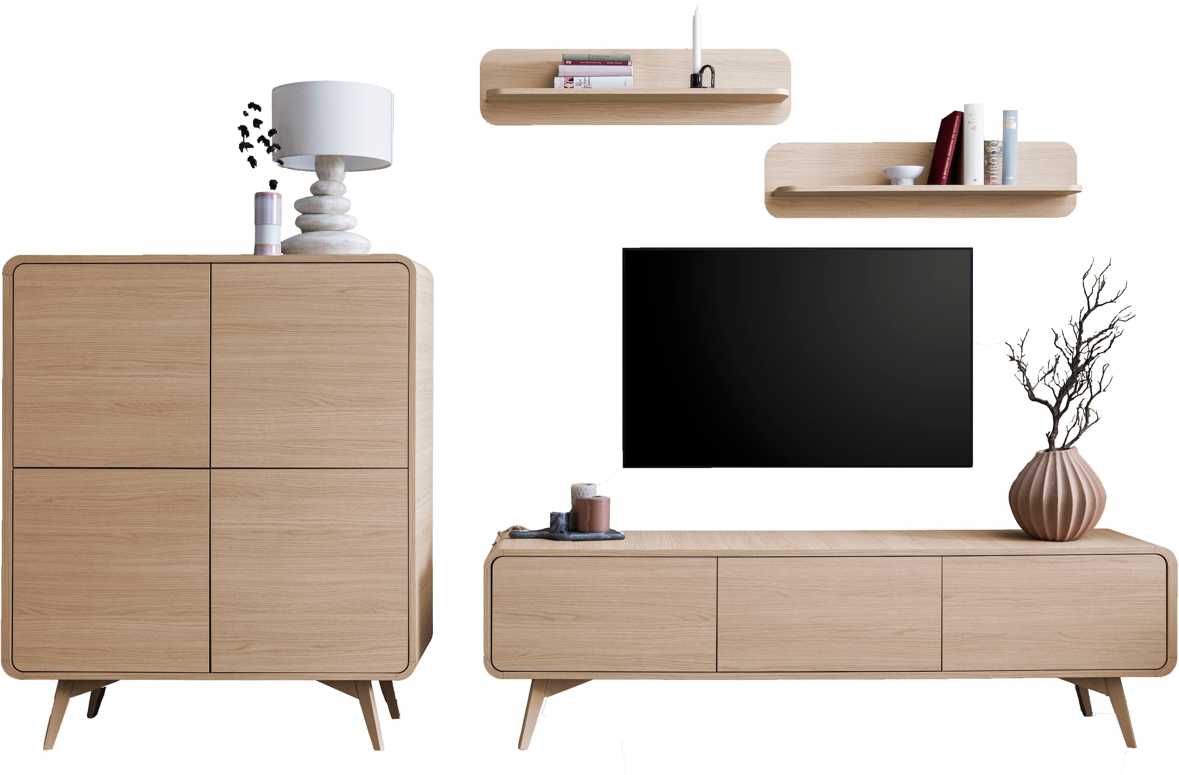 Home affaire Wohnwand »Torsby, moderne Anbauwand, Komplettset im Scandi-Stil« Set, 4 Stk. tlg.