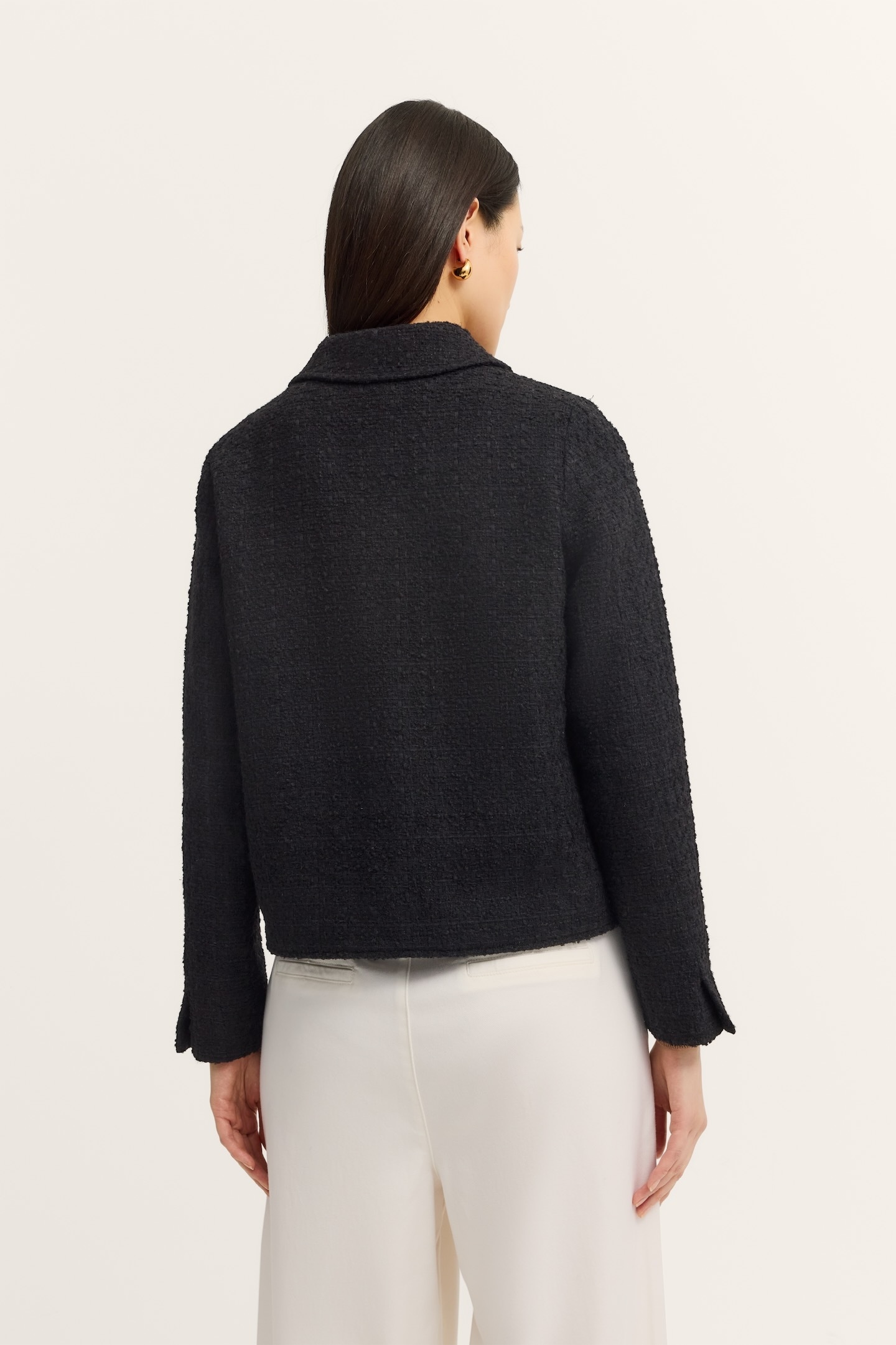 bugatti Hemdjacke »Bouclé« mit Knopfleiste und aufgesetzten Taschen