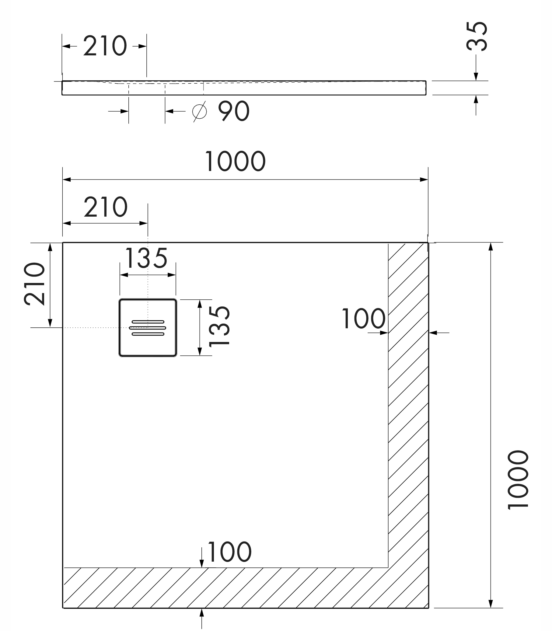 OTTOFOND Receveur de douche »Nevis« 100x100 cm, mat avec structure