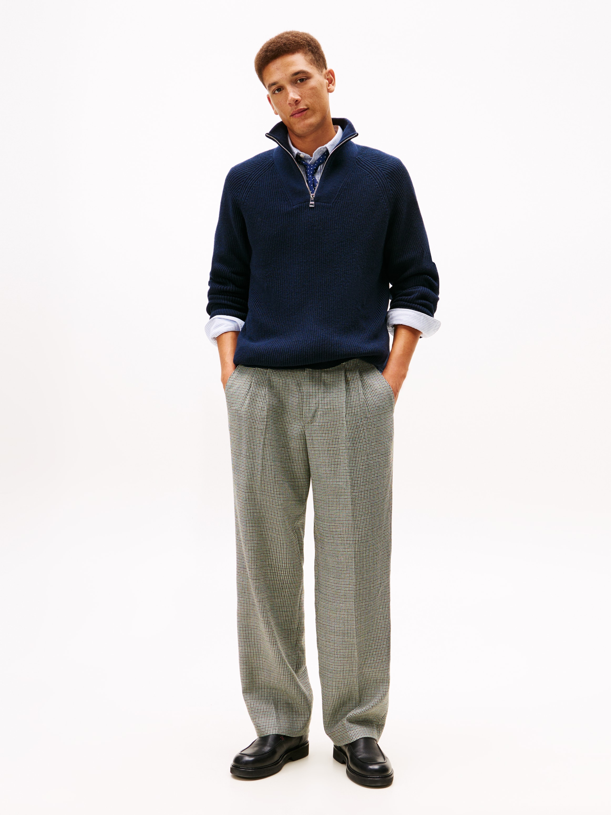 Tommy Hilfiger Troyer »FISHERMAN RIB ZIP MOCK« relaxed fit, Stehkragen mit Reissverschluss