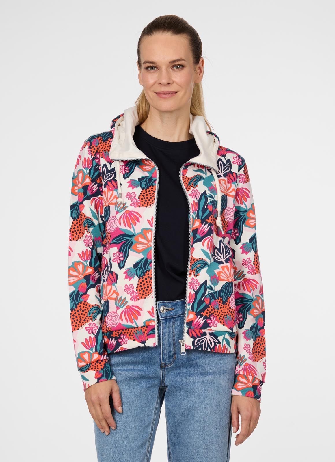 Ragwear Veste sweat »PARYA PRINT« mélange de coton, coupe normale, col montant