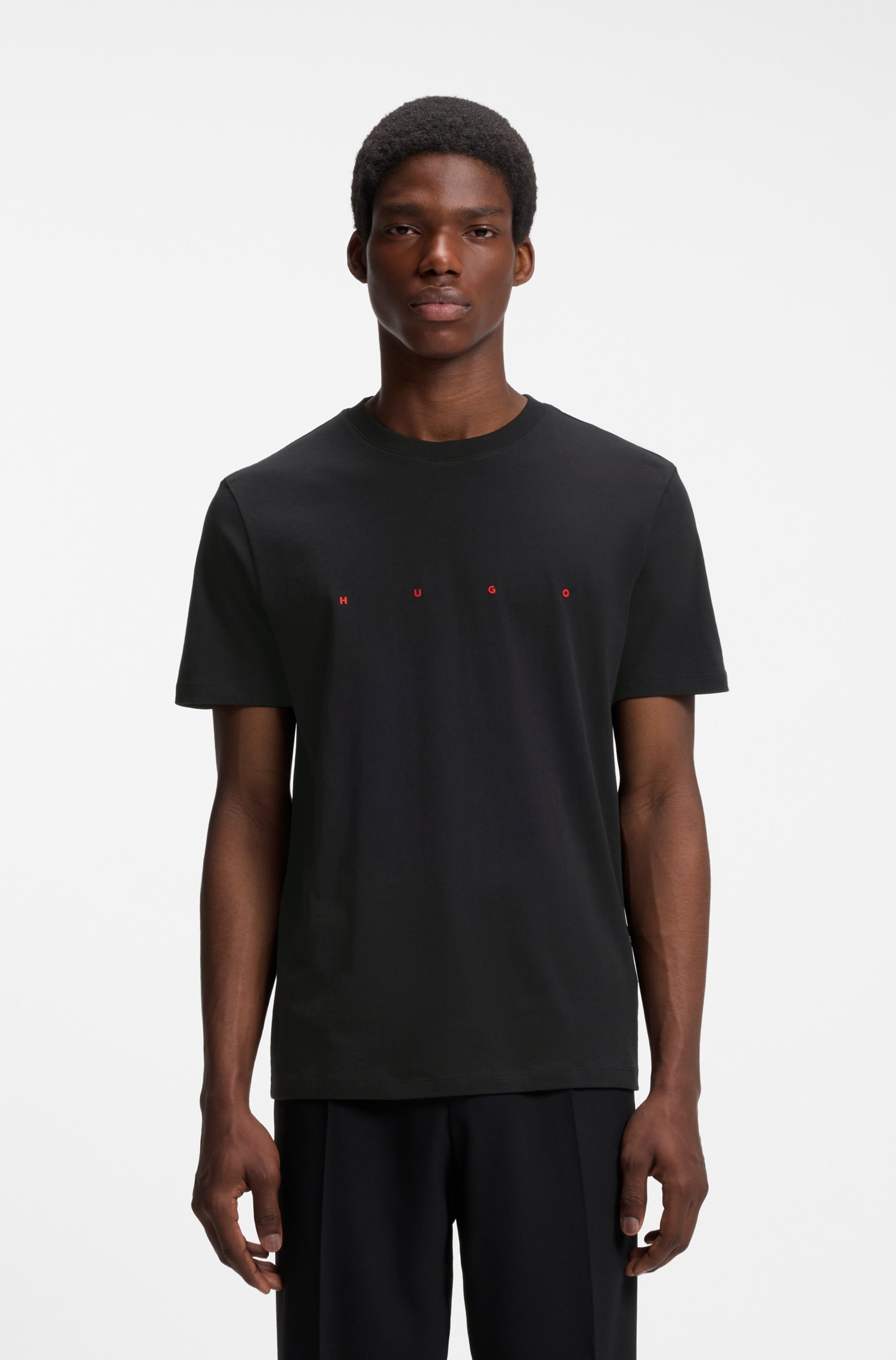 HUGO T-shirt »Dorosi« col rond, coupe régulière, inscription logo