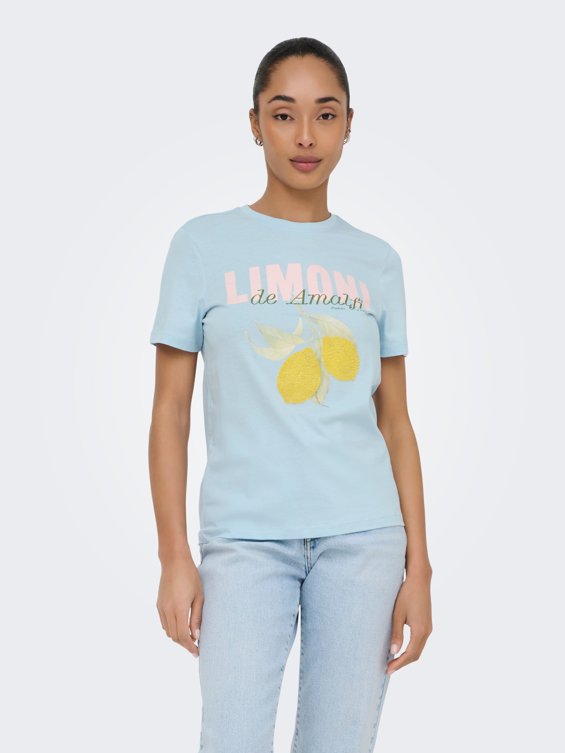 ONLY T-shirt »ONLKITA S/S PEARL TOP BOX JRS« coton, coupe régulière, col rond