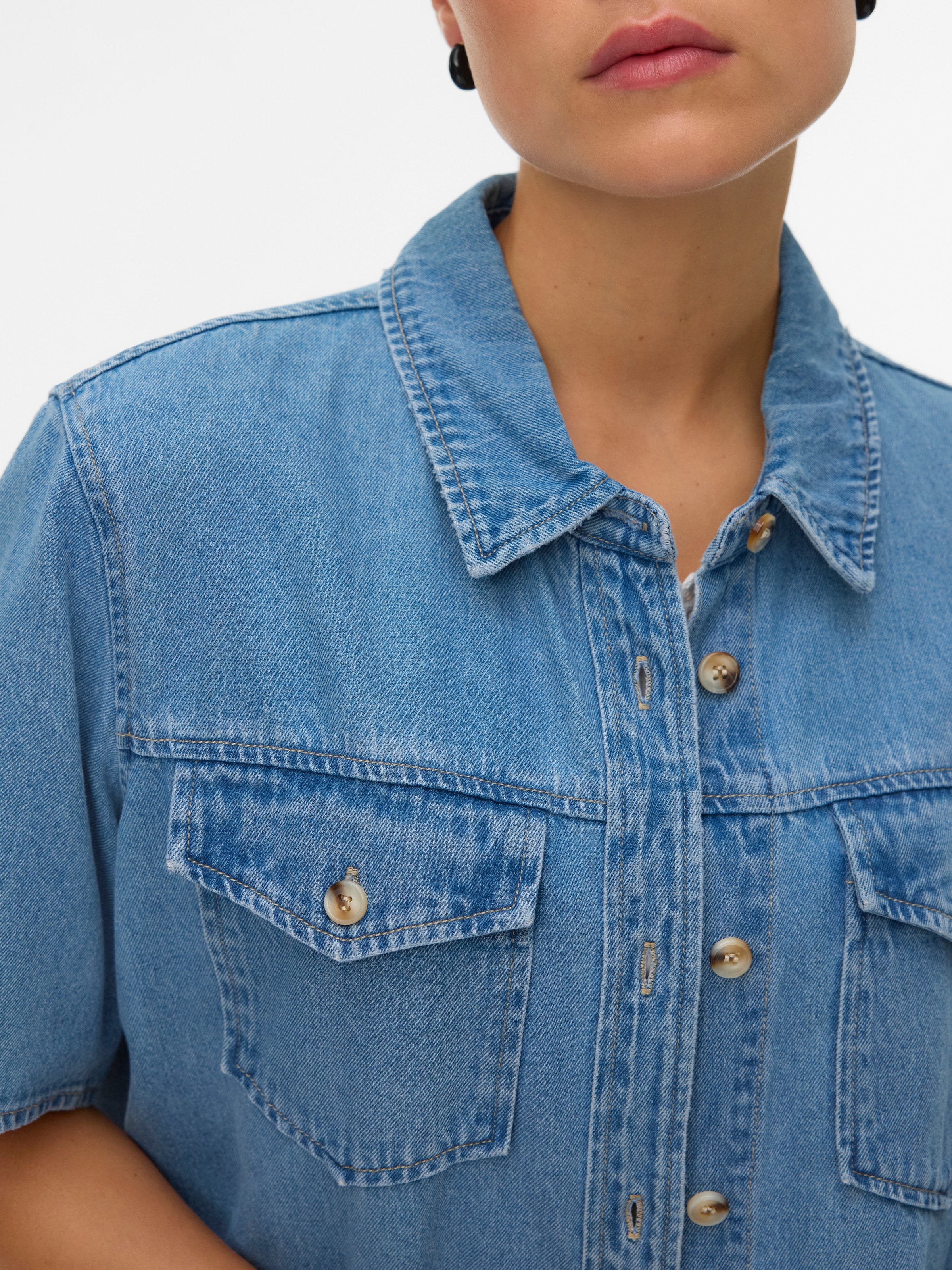 Vero Moda Blouse en jean »VMSIGGA SS CLR DENIM SHIRT« Baumwollmischung, regular fit