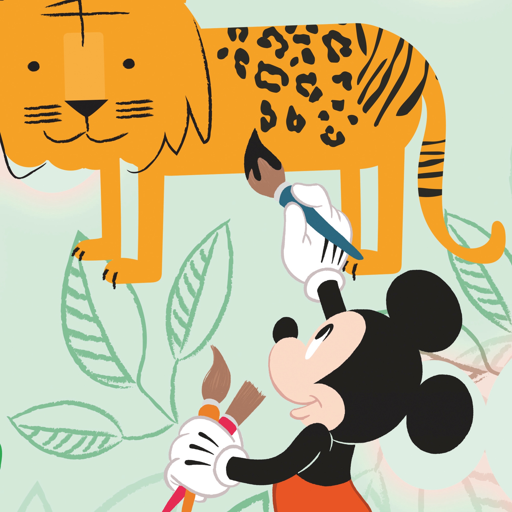 Komar Papier peint intissé »Mickey Doodle Zoo« imprimé lisse rouleau de 53 x 1005 cm