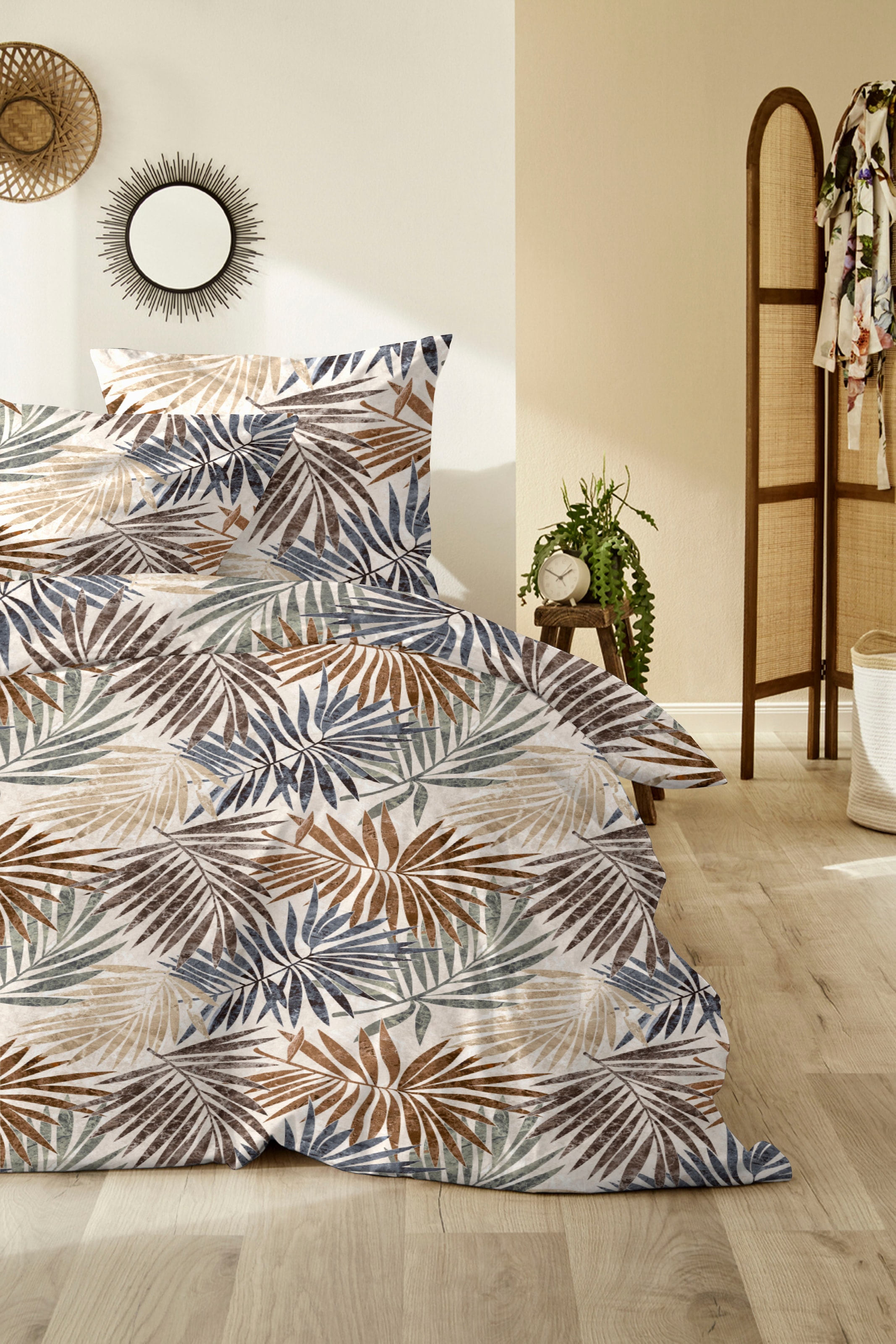 Primera Linge de lit »Mako-Satin Bettwäsche Palmeral« 2 cuis avec feuilles de palmier apaisantes