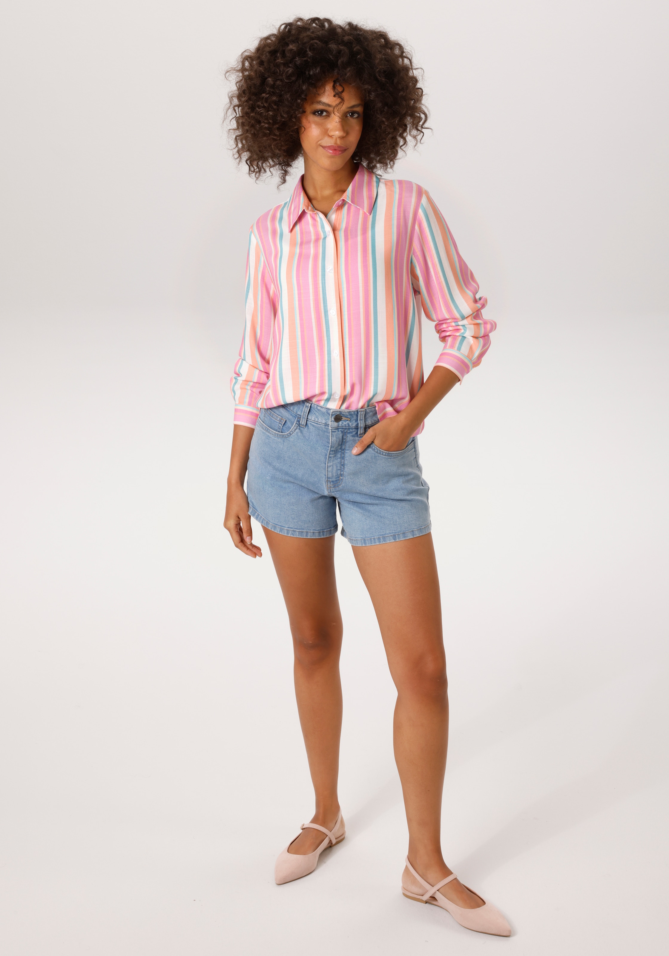Aniston CASUAL Blouse chemise im pastellfarbenen Streifen-Dessin - NEUE KOLLEKTION