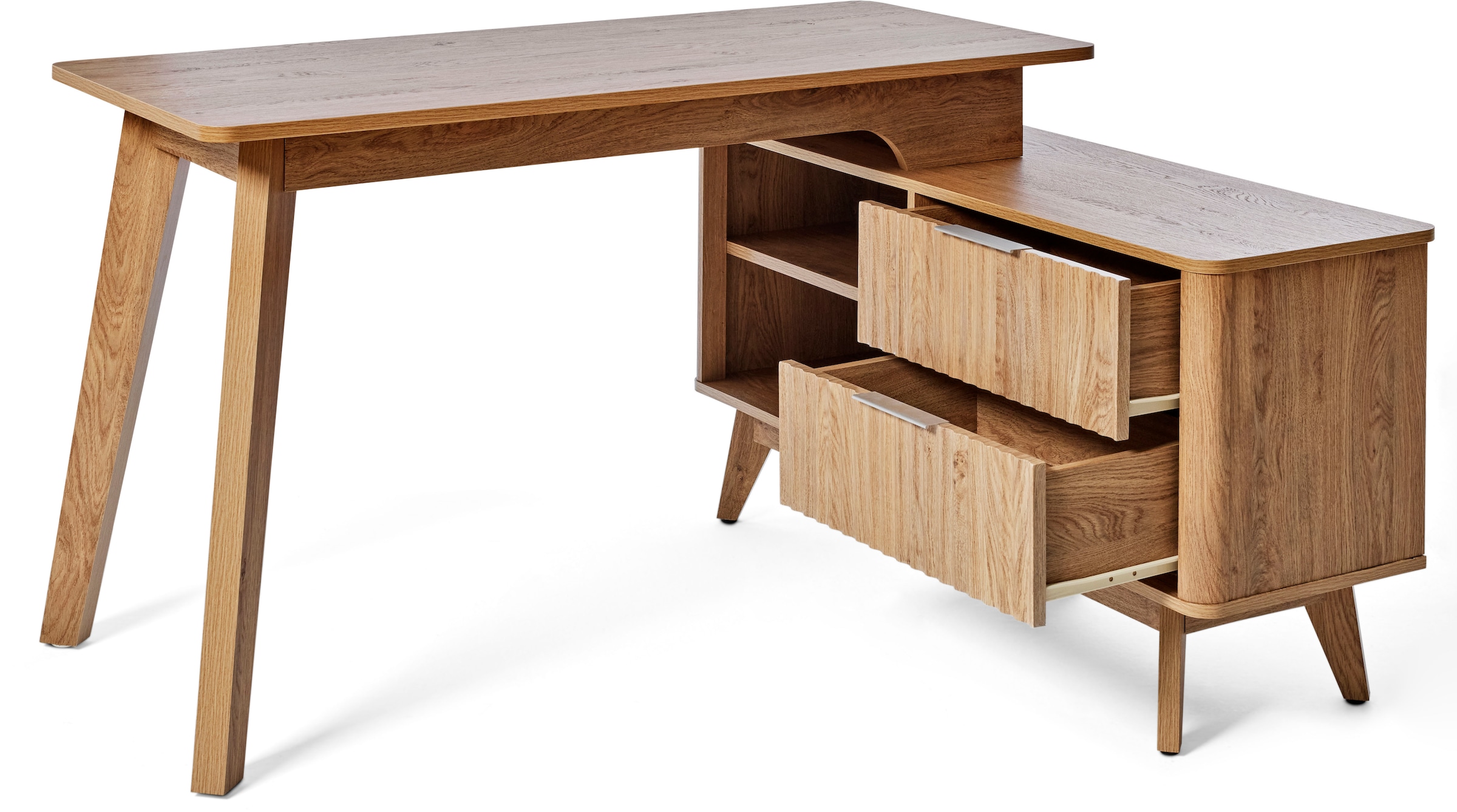 Jahnke Eckschreibtisch »WAVE C 150 E« 1 Stk. tlg. Eckschreibtisch, Fronten in Wellendesign, wechselseitig montierbar
