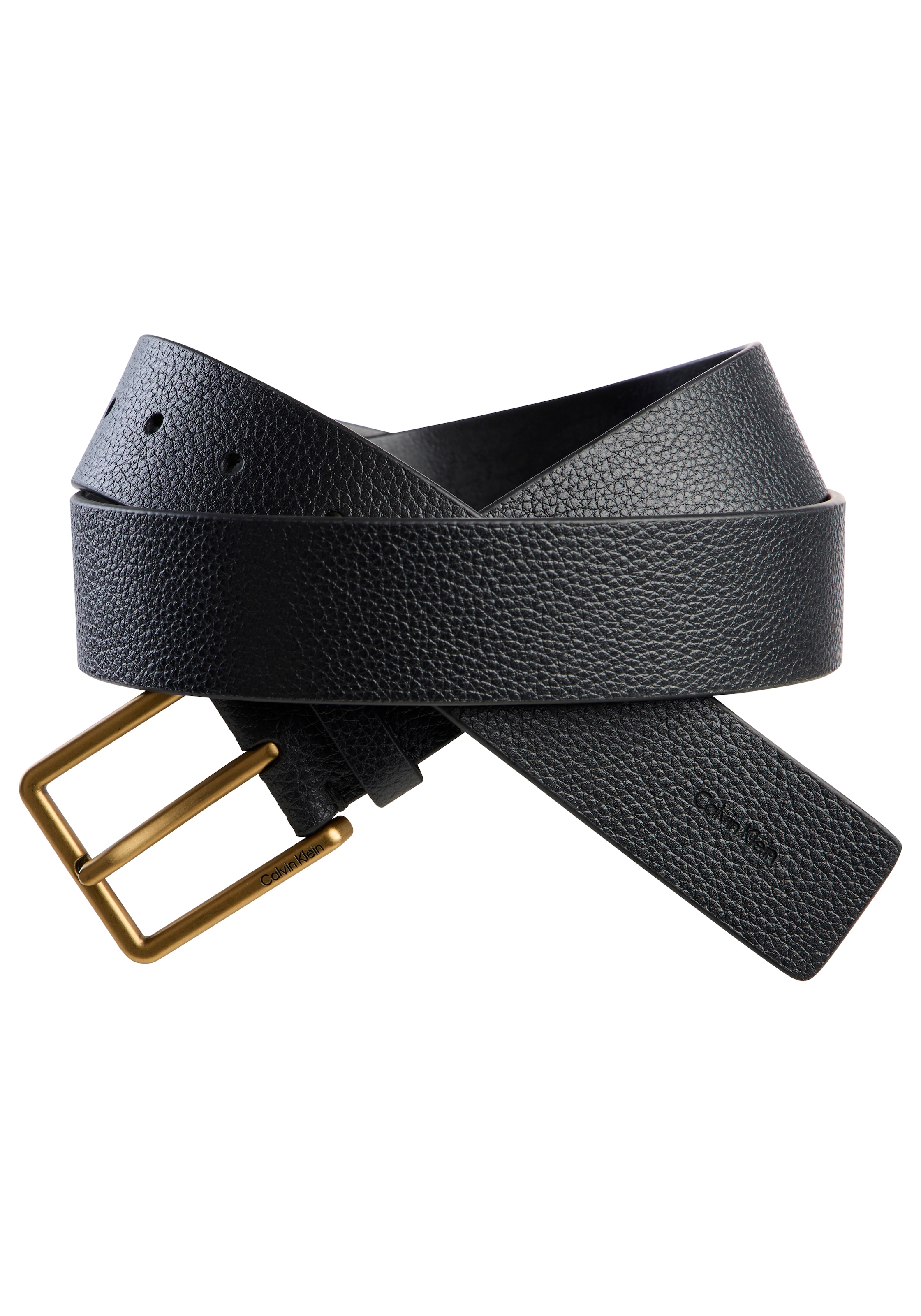 Calvin Klein Ledergürtel »WARMTH BUCKLE GOLD PEBBLE 35MM« Regular fit und grössenverstellbar