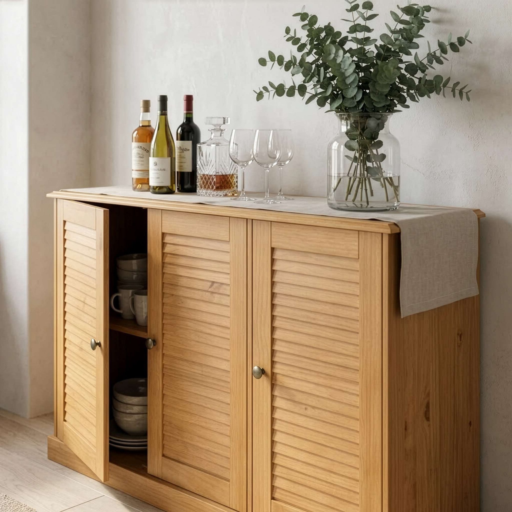 GOODproduct Sideboard »Turia, mit Lamellentüren« Kommode aus massivem Kiefernholz, FSC®, Breite 125 cm
