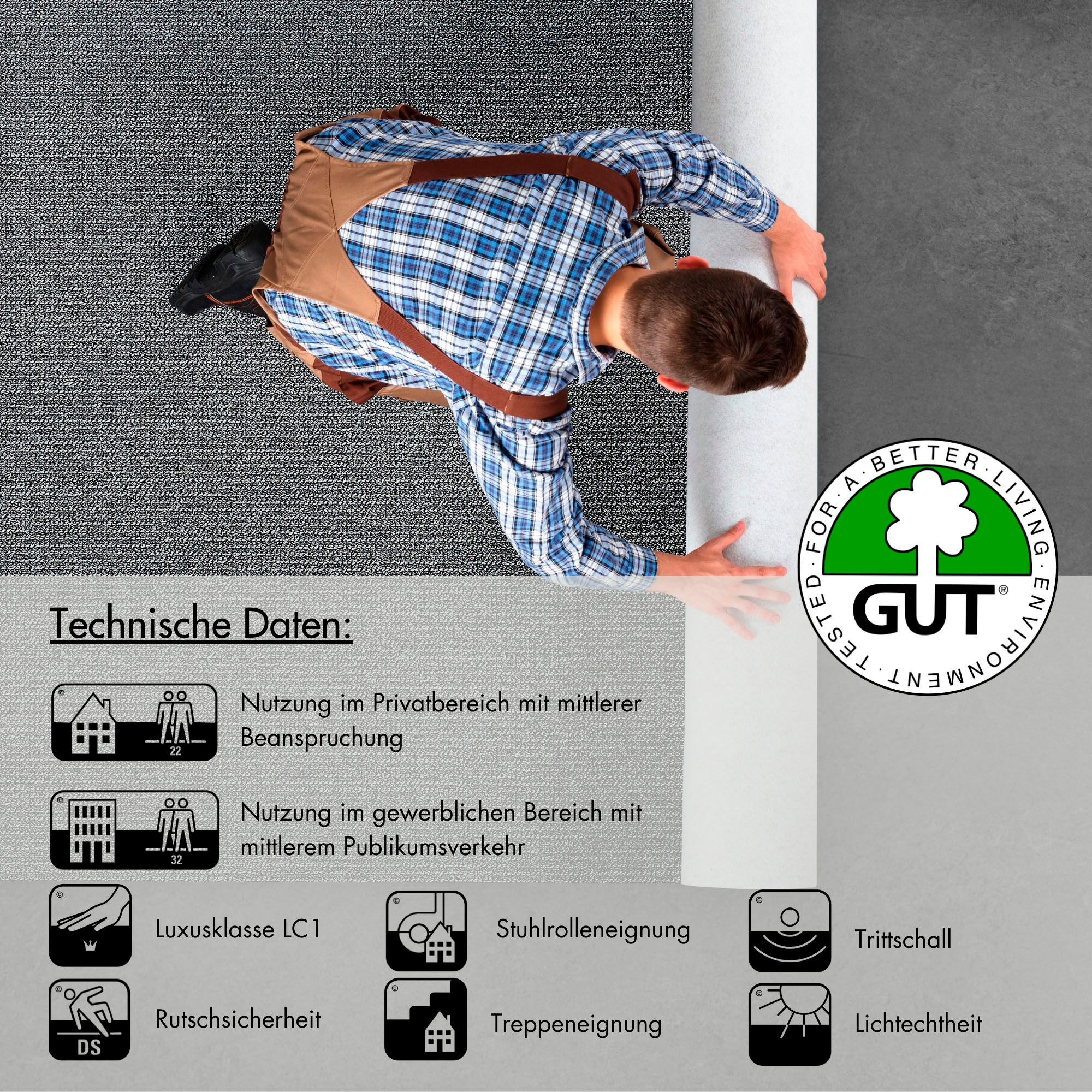 Andiamo Teppichboden »Tulsa, Schlinge, Made in Belgium« rechteckig 6 mm Höhe meliert, Breite 400 cm oder 500 cm, strapazierfähig & pflegeleicht