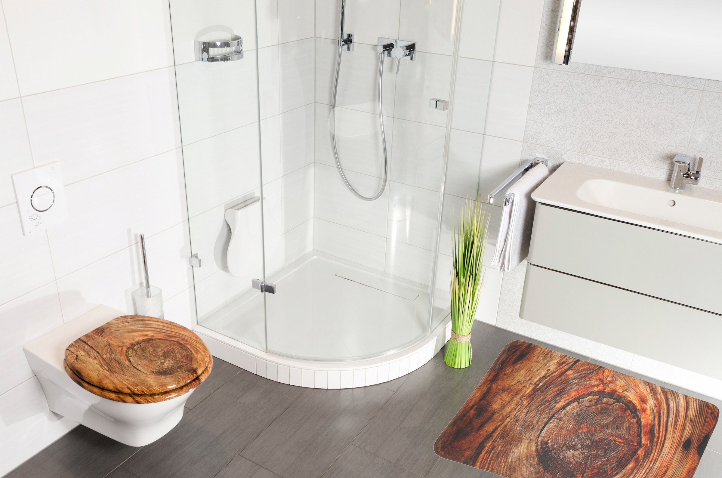 Sanilo Badaccessoire-Set »Rustikal« bestehend aus WC-Sitz, Badteppich und Waschbeckenstöpsel