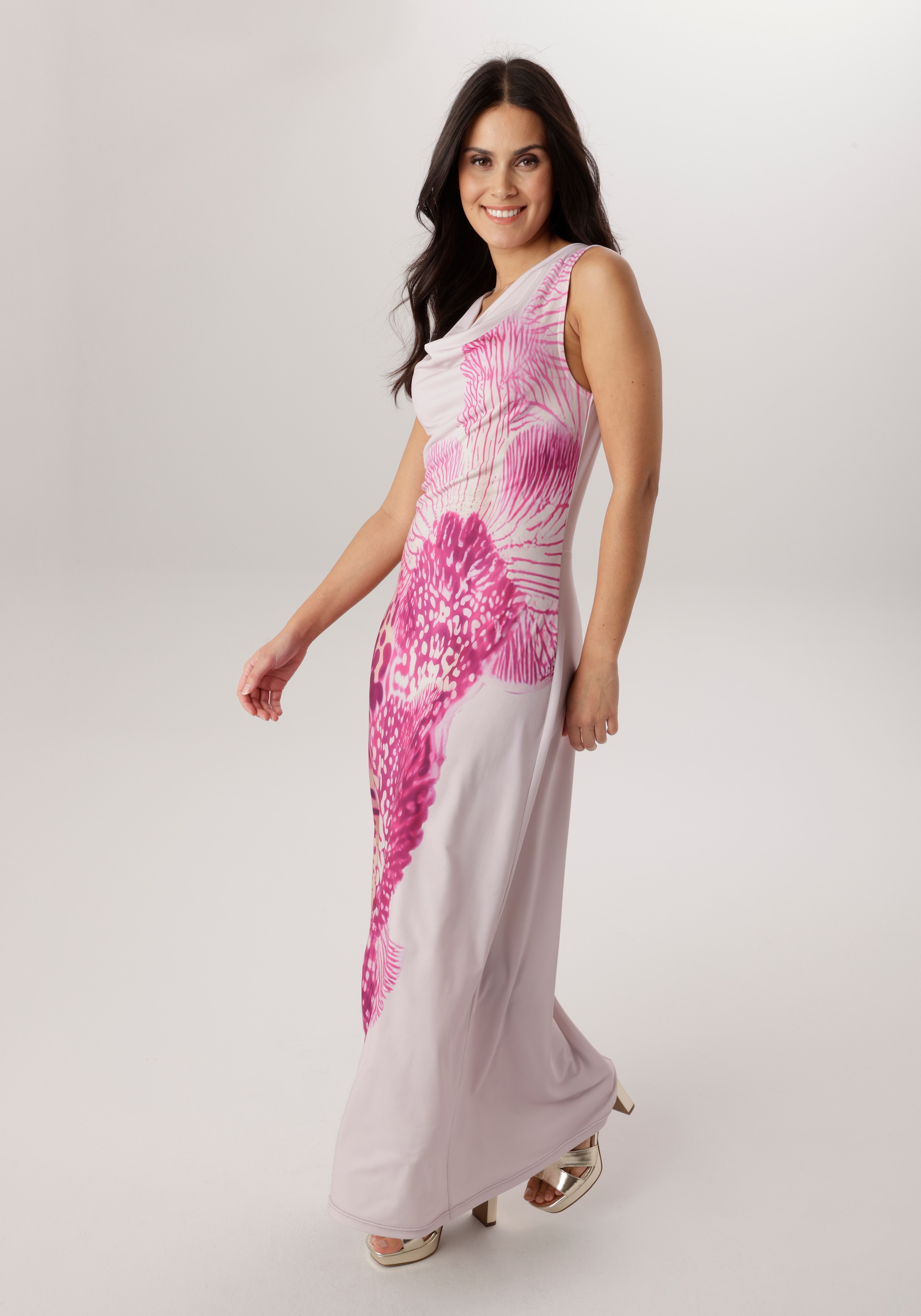 Aniston SELECTED Maxi robe vorne mit diagonal verlaufenden Blütenprint - NEUE KOLLEKTION