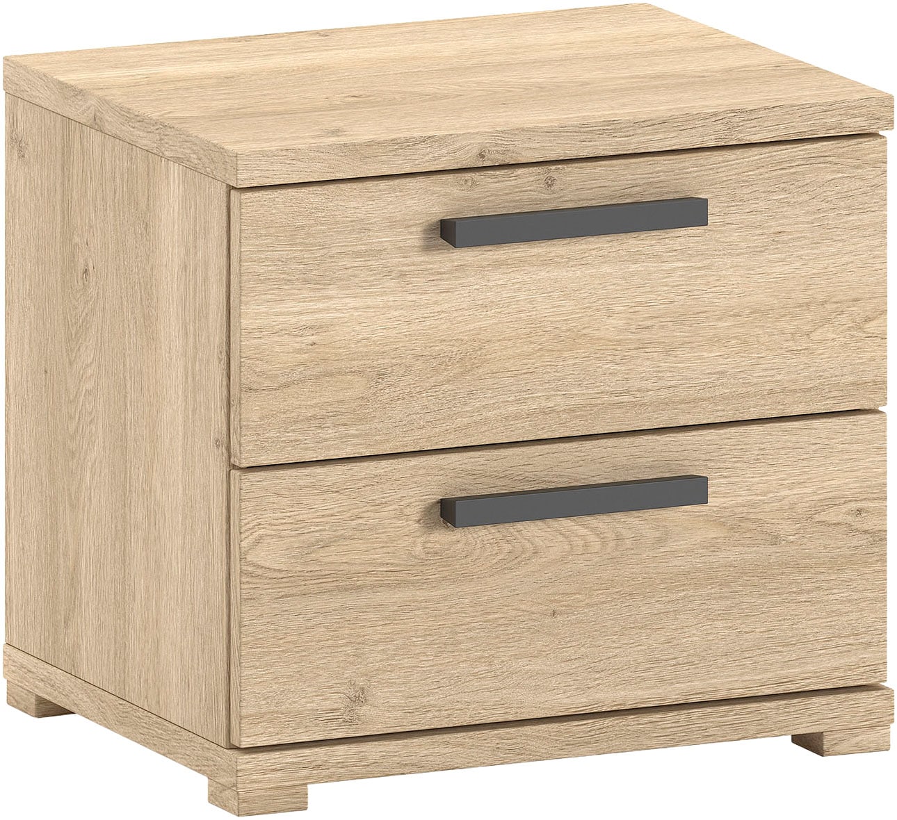 Vipack Set de chambre d'adolescent »SAM - Bett und Nachtkonsole, gradliniges Design in wohnlichem Dekor« Tiroirs sur coulisses métalliques offrant du rangement au lit, 2 pièces tlg. surface facile d'entretien, finition décor chêne