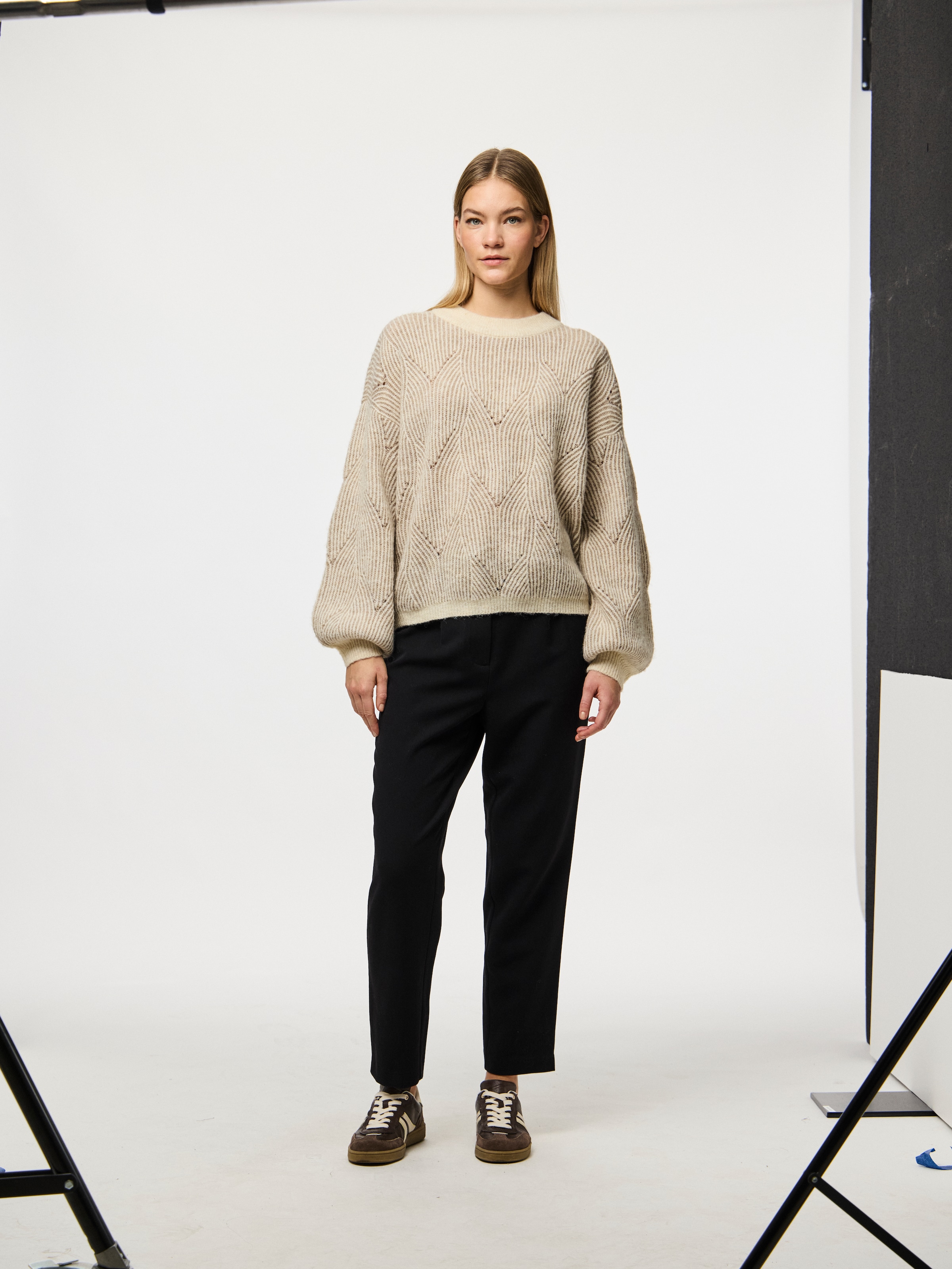 pieces Rundhalspullover »PCJENNA LS O-NECK KNIT NOOS BC«