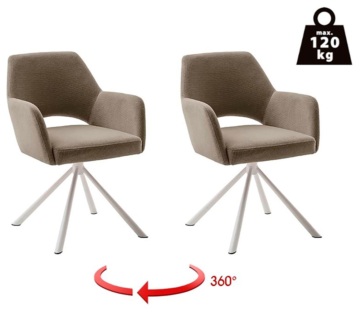 MCA furniture Chaise à 4 pieds »BEVERLY« (Set) 2 cuisEsszimmerstuhl,Chenilleoptik,360°drehbar,Sitzhöhe 49cm,belastbar 120kg