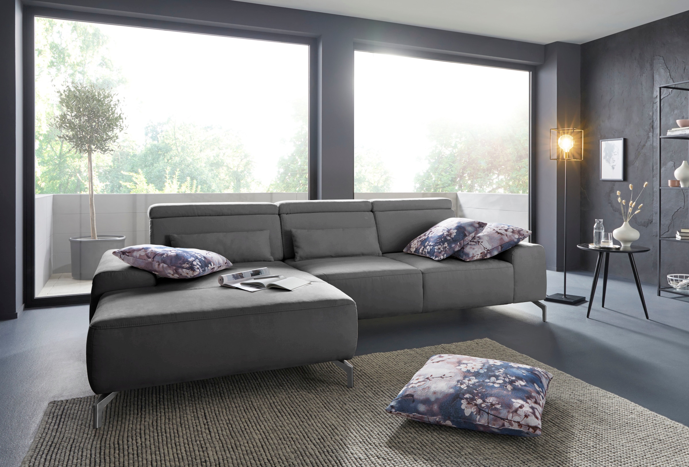 sit&more Canapé d'angle »Gizeh L-Form« Fusshöhe 15 cm, inklusive Sitztiefenverstellung und Kopfteilverstellung