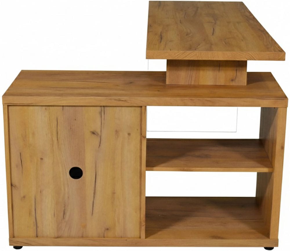 Jahnke Bureau d'angle »LUX C 135 E« bureau d'angle, montage réversible, verre, 1 tiroir et 2 compartiments