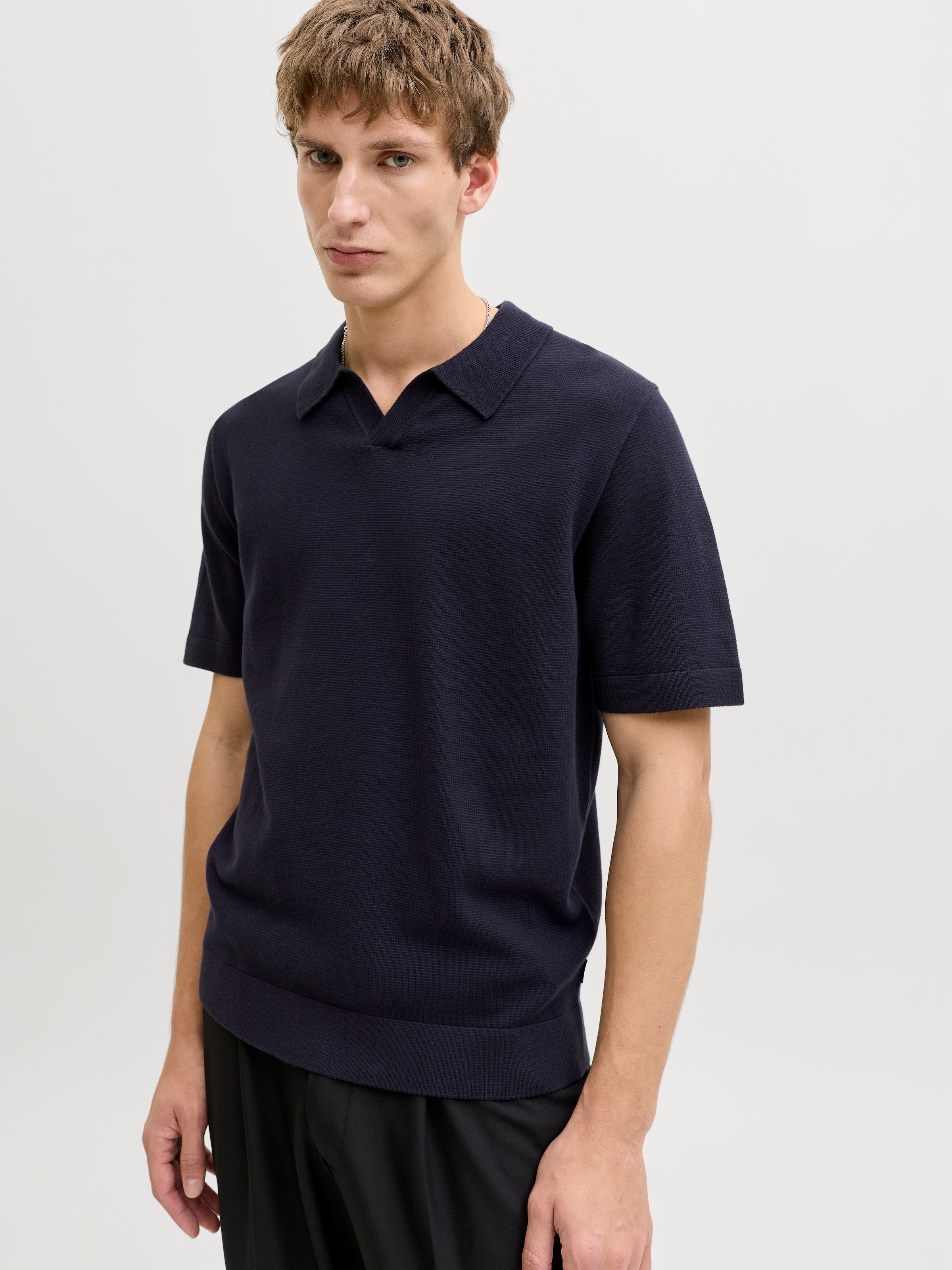 Jack & Jones Pull à col polo »JPRBLAMILANO SPRING SPLIT NECK SS SN« mélange coton, coupe régulière