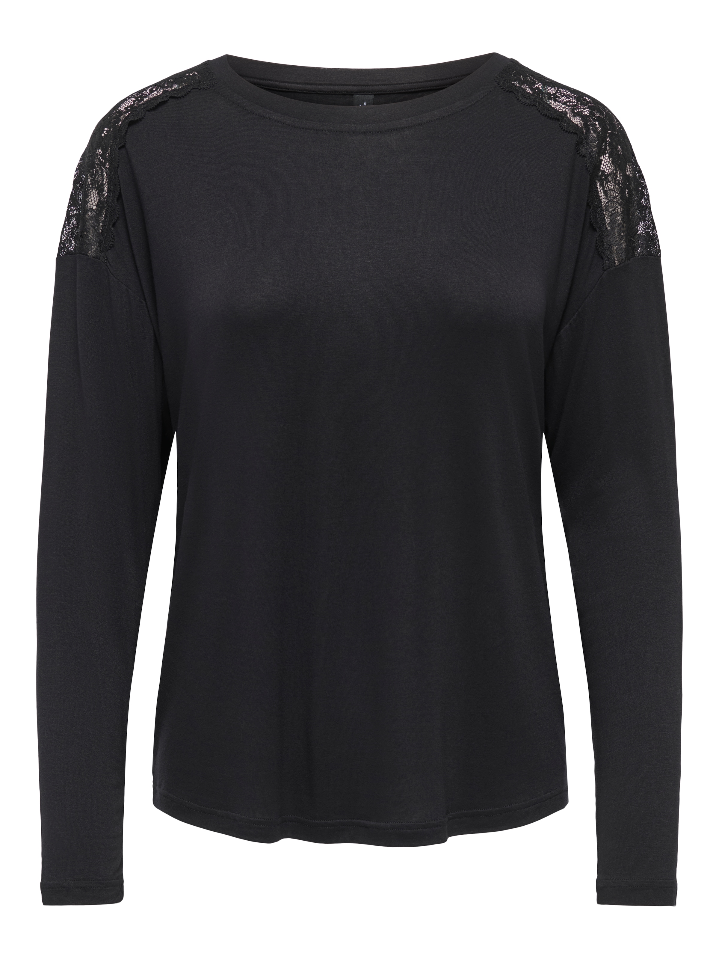 ONLY T-shirt »ONLLUNI L/S TOP WITH LACE DETAILS CS JRS« mélange viscose, coupe régulière