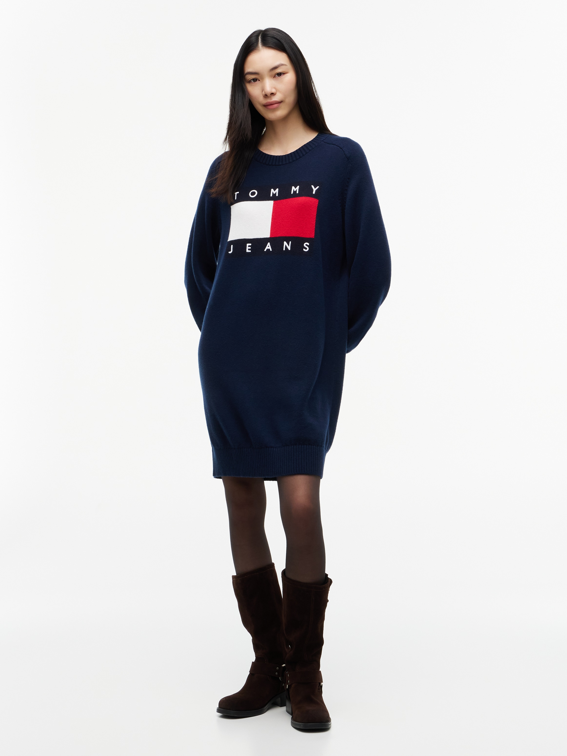 Tommy Jeans Robe en sweat »TJW SWEATER FLAG DRESS EXT« mélange de coton