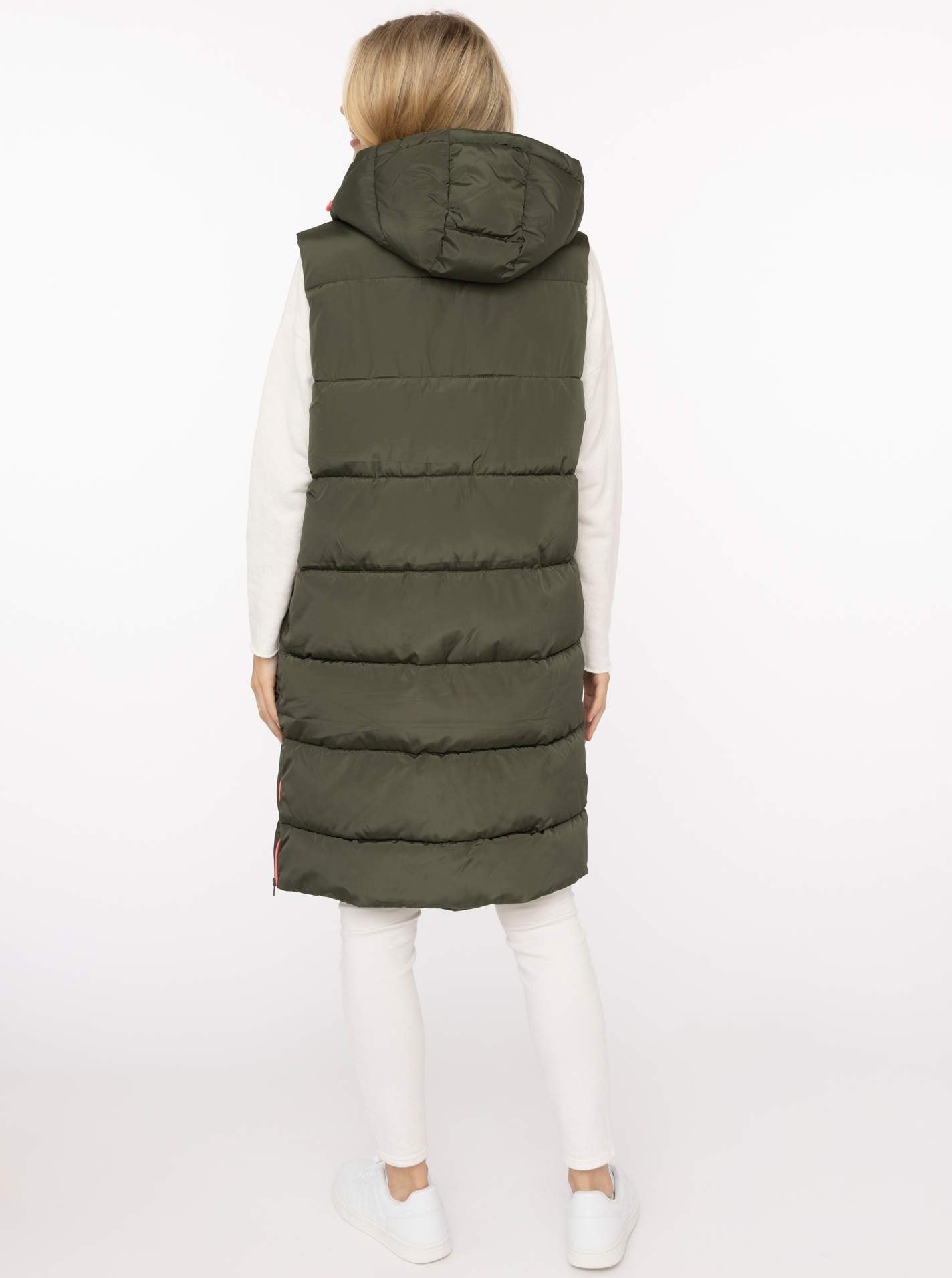 Zwillingsherz Gilet long »„ZH Patch“« avec capuche, fermeture éclair devant et sur les côtés, poches, écussons