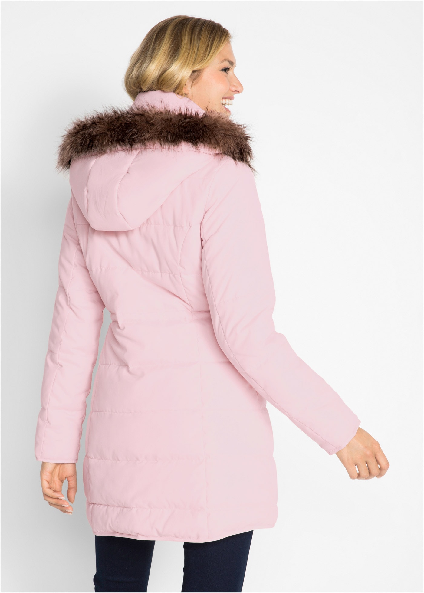 bonprix Veste matelassée »Steppjacke mit Kapuze, gefüttert« avec capuche Regular Fit, avec capuche amovible en fausse fourrure