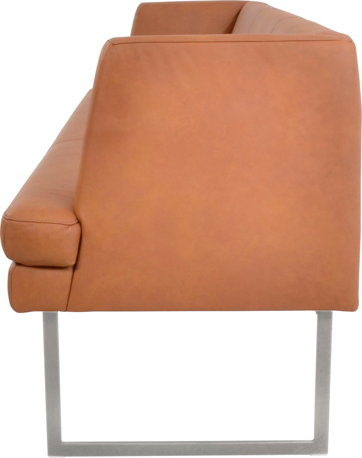 K+W Komfort & Wohnen Banc rembourré »Cube« aspect coussin martelé, 2 largeurs, patin vertical aspect inox