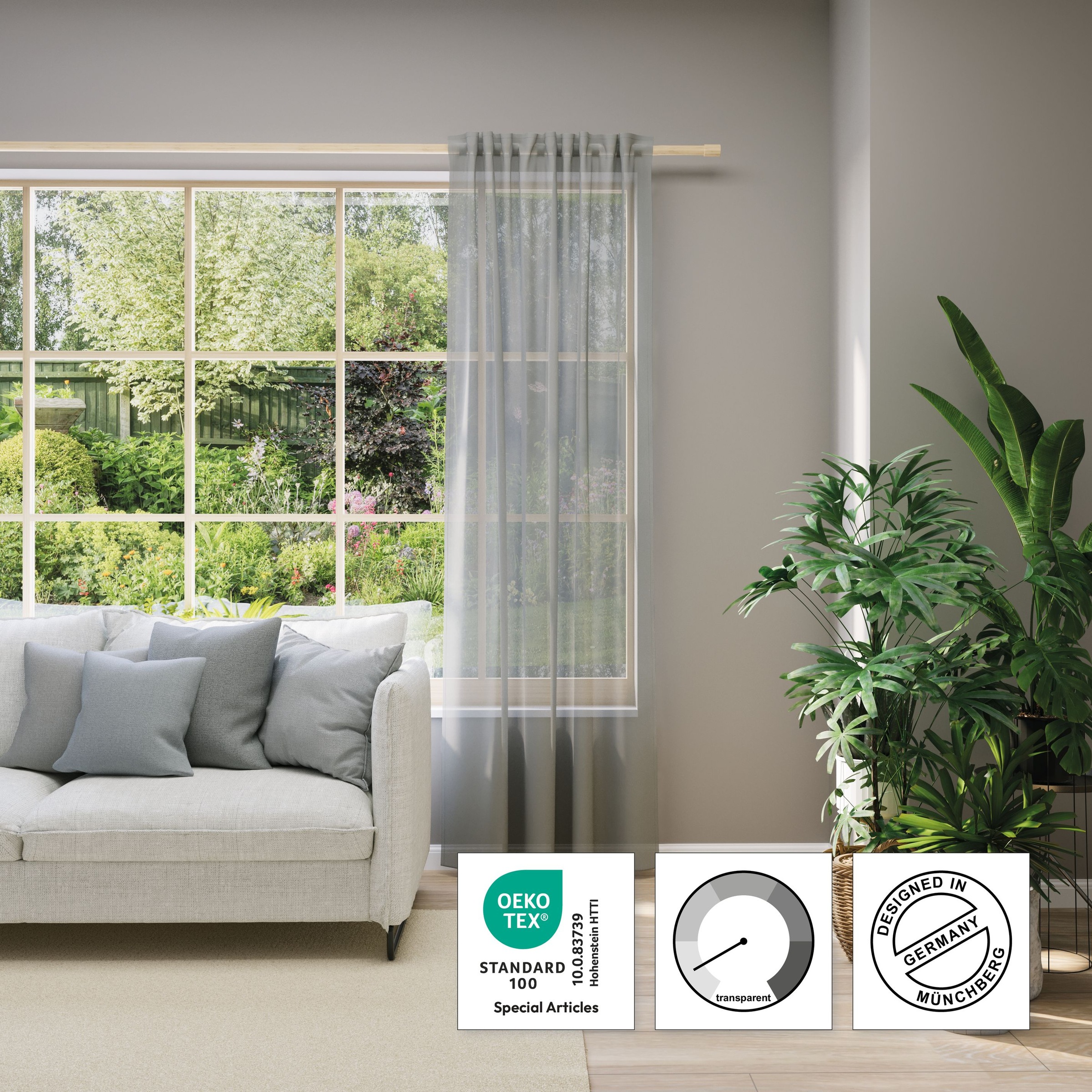 Neutex for you! Rideau sur mesure »EVA« Bande multifonctionnelle 1 cuis tlg. Uni-Voile mit elegantem Glanz