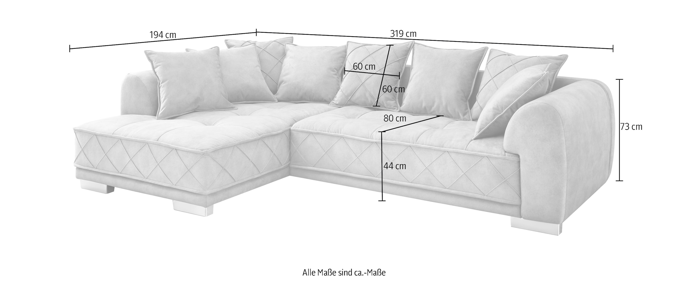 ED EXCITING DESIGN Ecksofa »Sentina L-Form« mit Rückenkissen