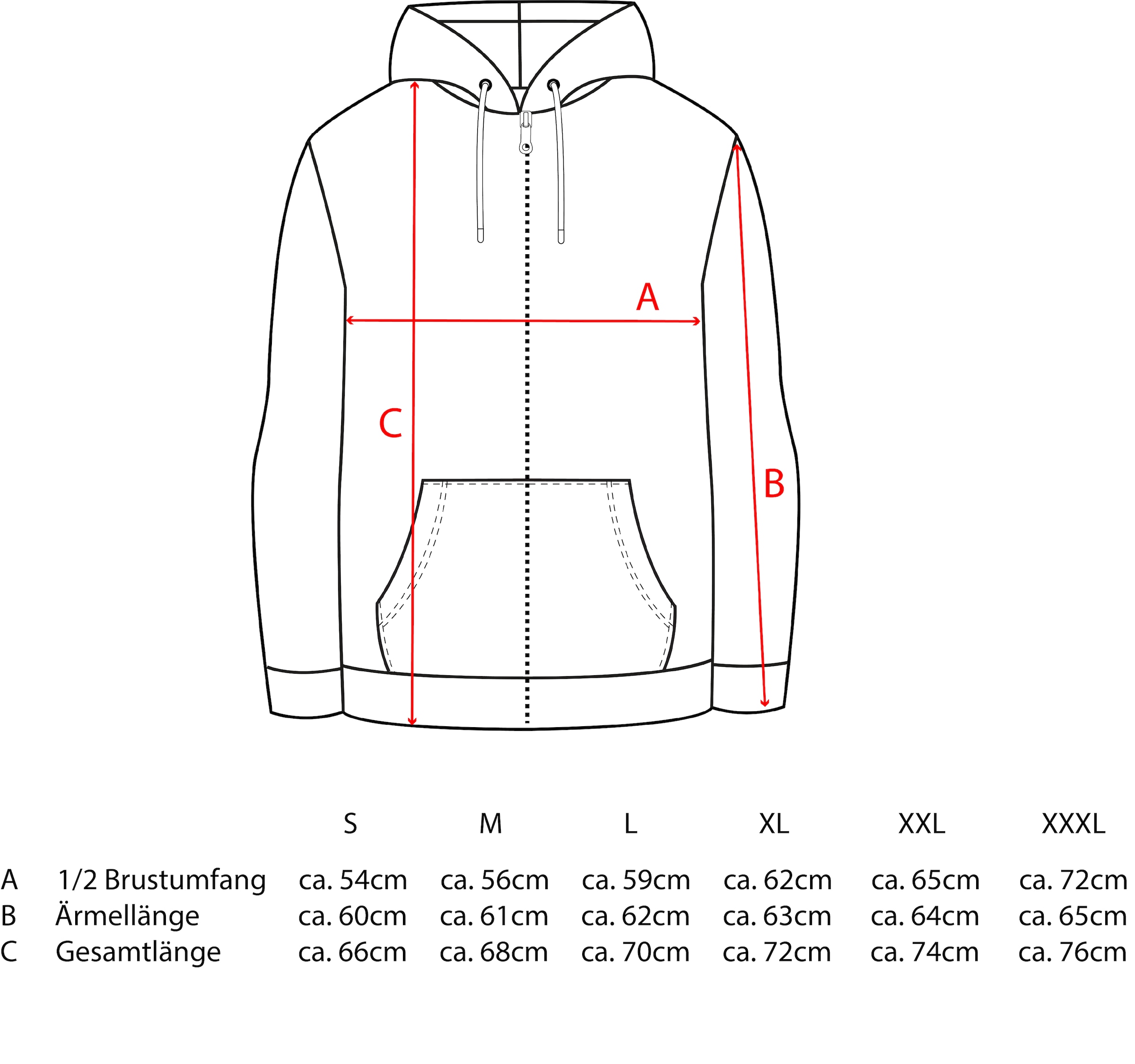 Zwillingsherz Sweat à capuche »"Rahel"« Langarm, Kapuze, Reissverschluss, modisch, Schriftzug, Taschen