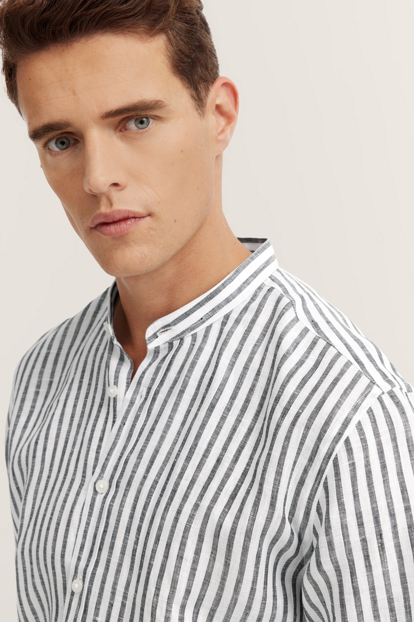 bugatti Langarmhemd mit Mandarinkragen