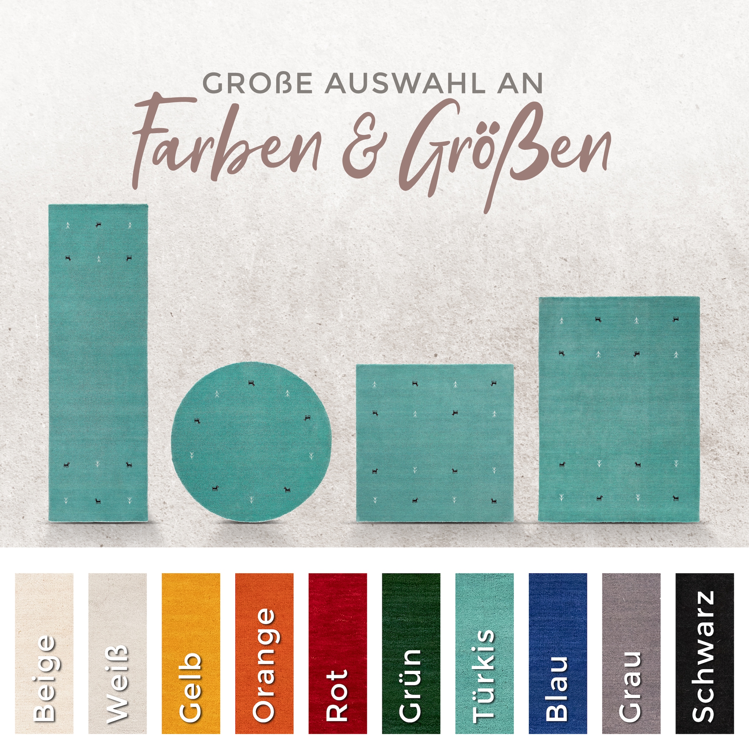 carpetfine Wollteppich »Gabbeh Uni,  auch als Läufer und Rund erhältlich« rechteckig 15 mm Höhe reine Wolle, handgewebt, Gabbeh Loom Tiermotiv, grosse Farbauswahl