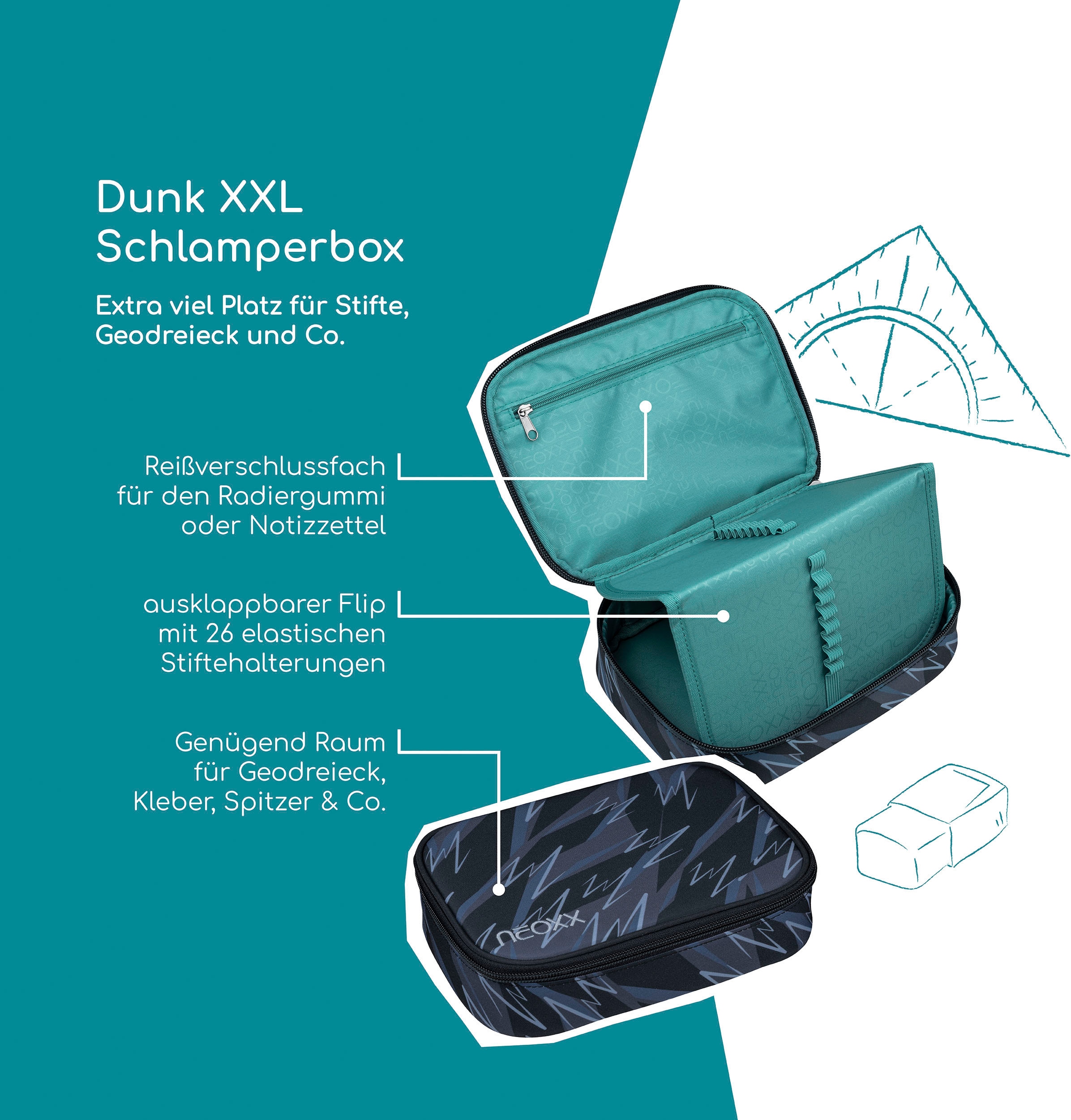 neoxx Schreibgeräteetui »Schlamperbox, Dunk« teilweise aus recyceltem Material
