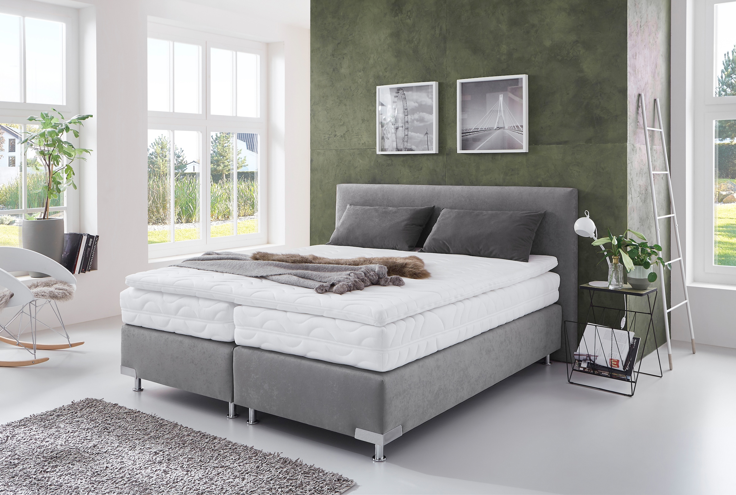 Westfalia Schlafkomfort Lit boxspring »Ambiente, wahlweise in verschiedenen Grössen & Farben« in verschiedenen Härtegraden, wahlweise mit Topper