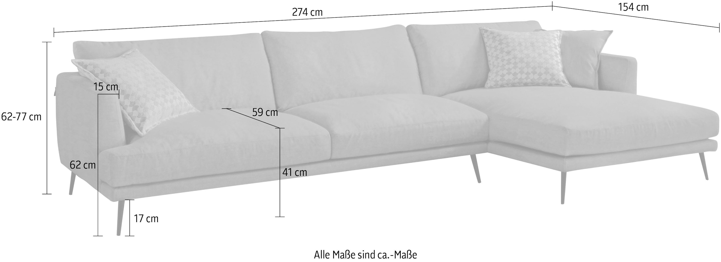 Egoitaliano Canapé d'angle »Sophia, Designsofa mit extrakomfortablem Sitzkomfort, Breite 274cm« avec suspension à plumes, forme en L