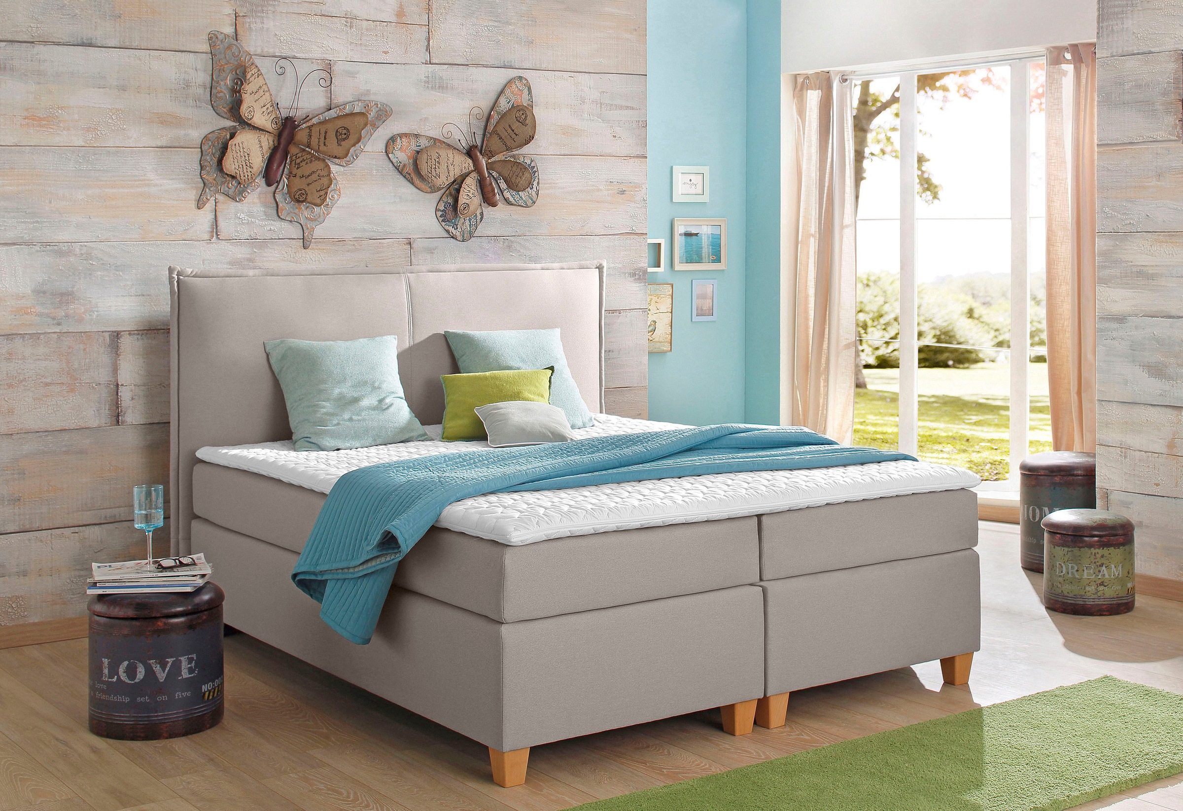 Home affaire Lit boxspring »Houssay« incl. topper, 5 largeurs, 2 degrés de fermeté aussi en longueur prolongée 220 cm