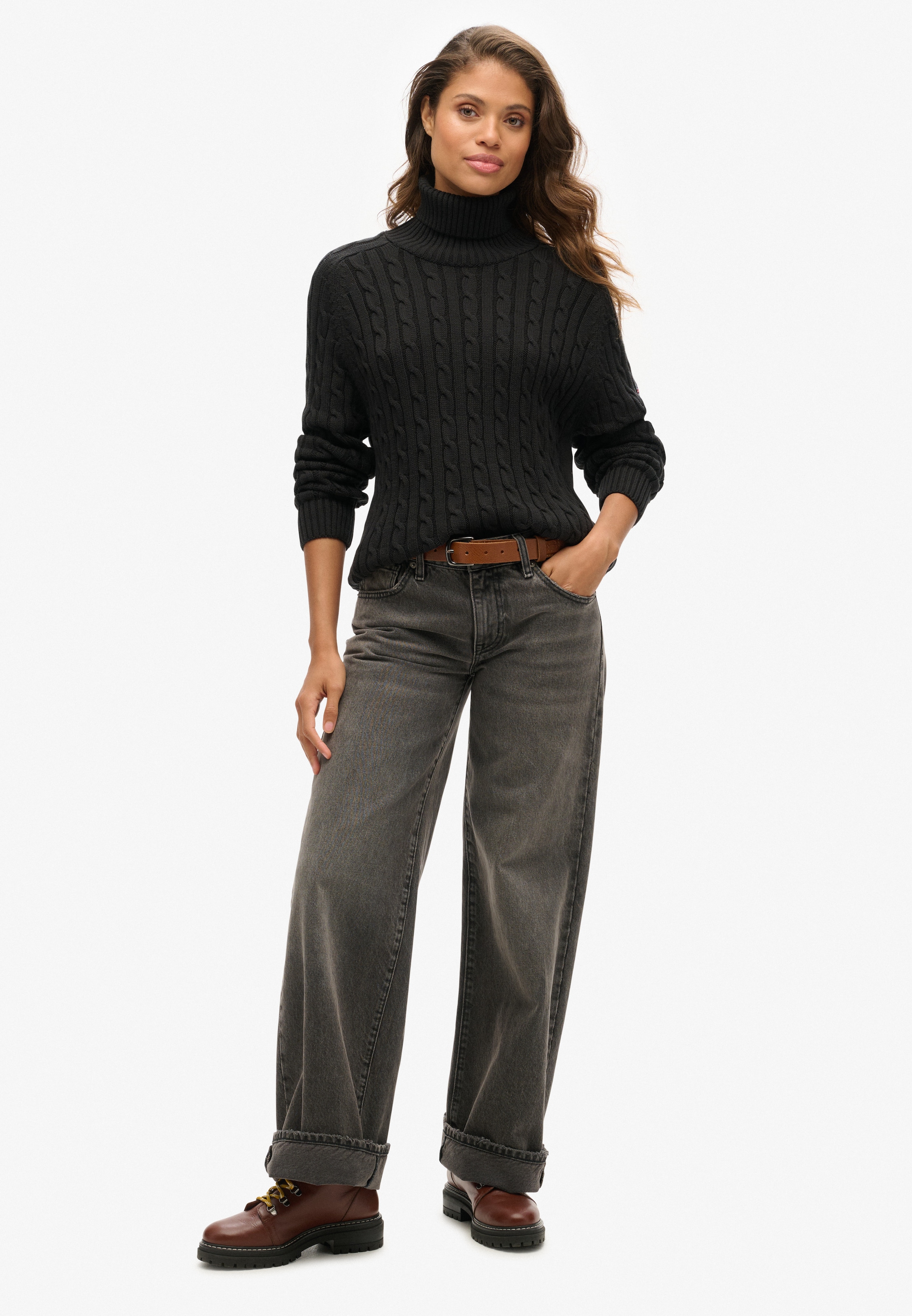 Superdry Rollkragenpullover »SLOUCHY CABLE ROLL NECK« Baumwolle, loose fit