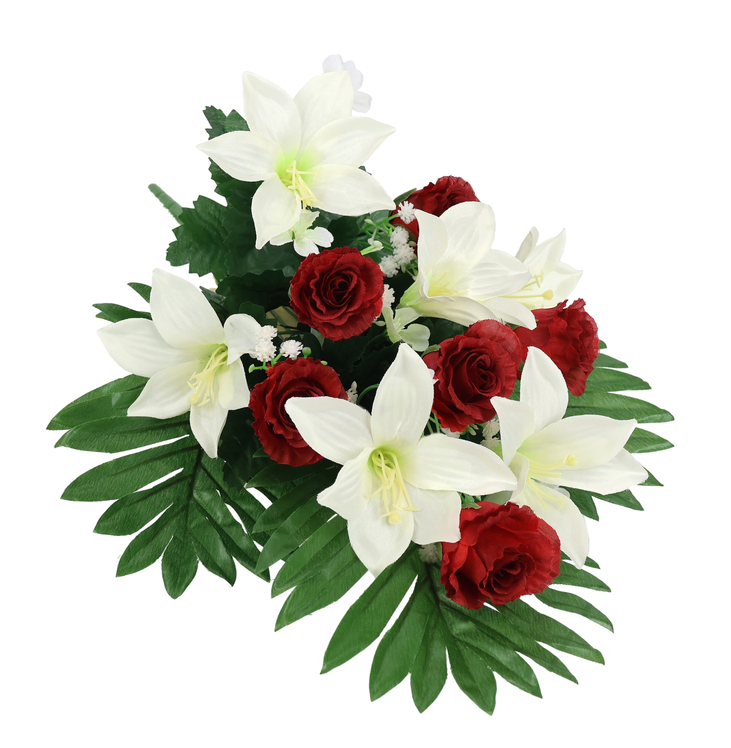 I.GE.A. Kunstblume »Aufleger Rosen/Lilien« Bouquet Strauss Blume Tischdeko Deko Grabdeko Grableger Grabschmuck