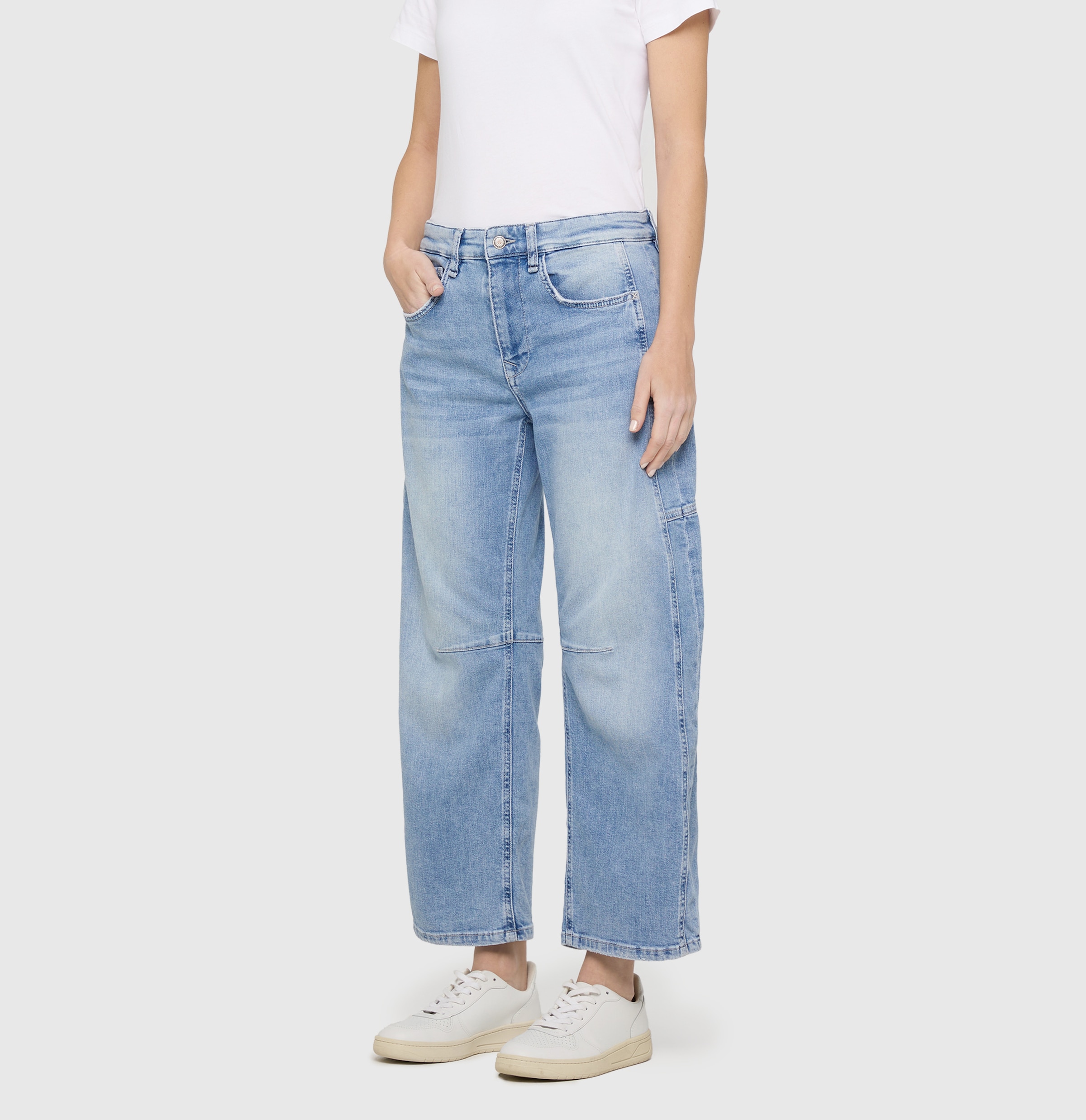 MAC Jeans à 5 poches »OHIO Barrel« coupe Barrel Fit, détail couture au niveau des genoux
