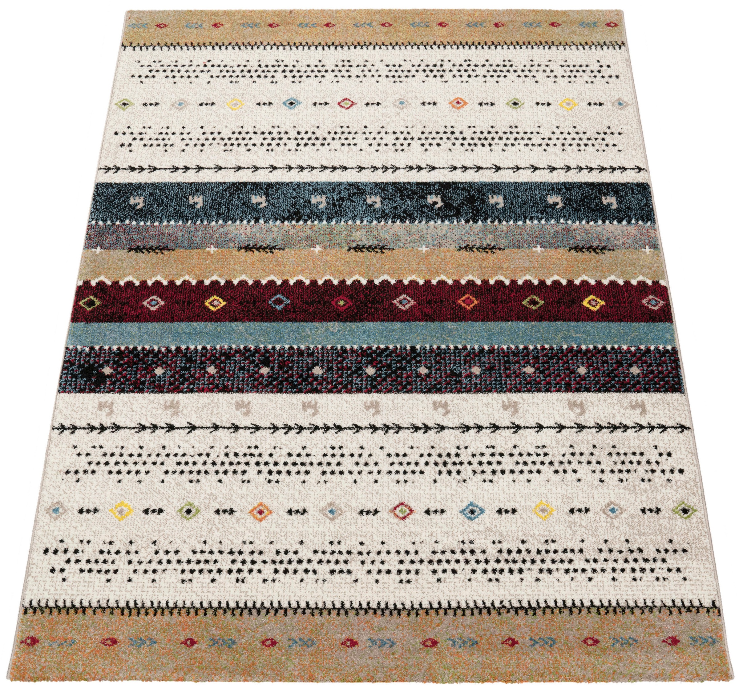 Paco Home Teppich »Nomaden 815« rechteckig 16 mm Höhe Kurzflor, Gabbeh Design, gestreift, ideal im Wohnzimmer & Schlafzimmer