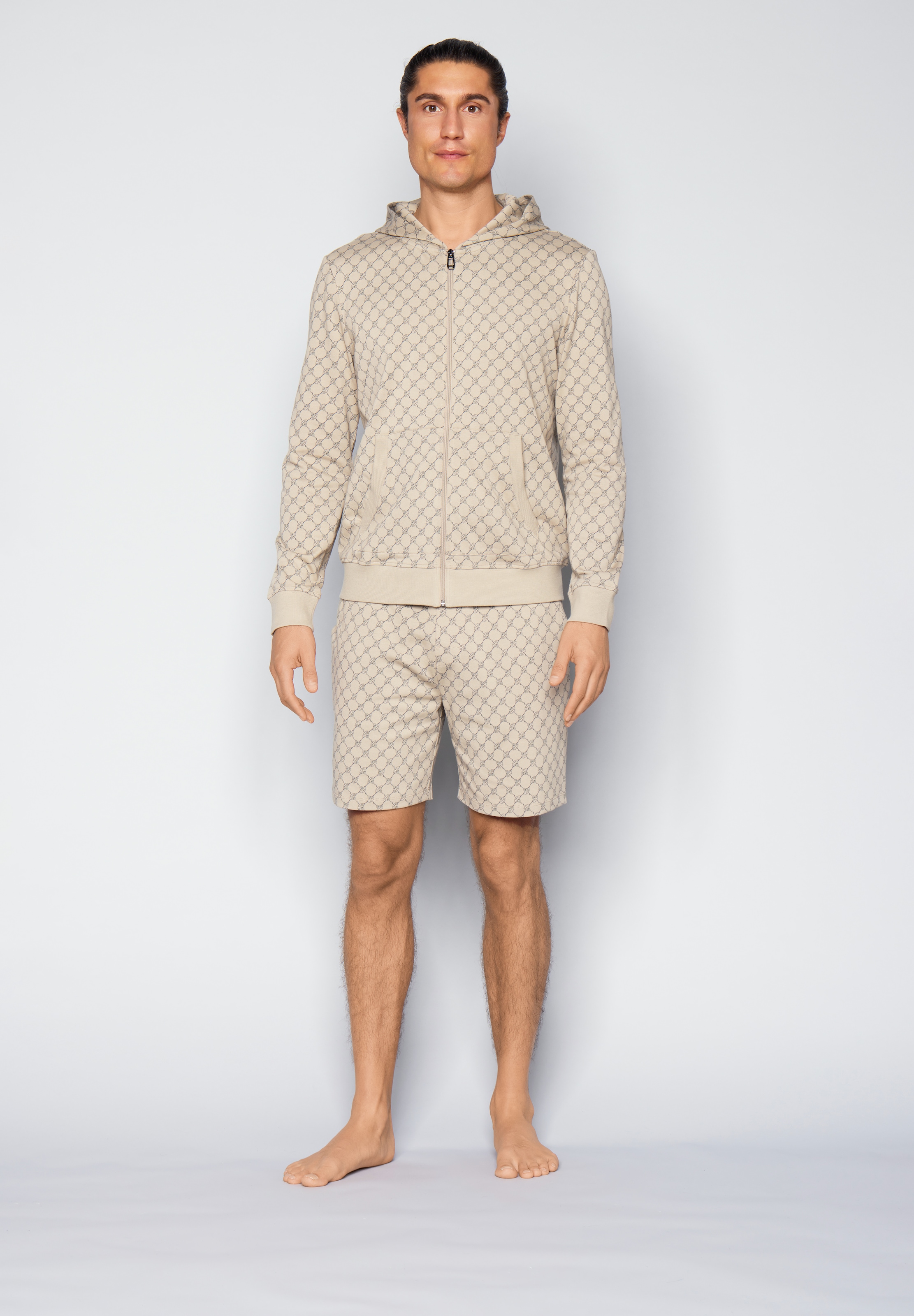 JOOP! Sweatjacke mit Cornflower-Print allover und Kapuze