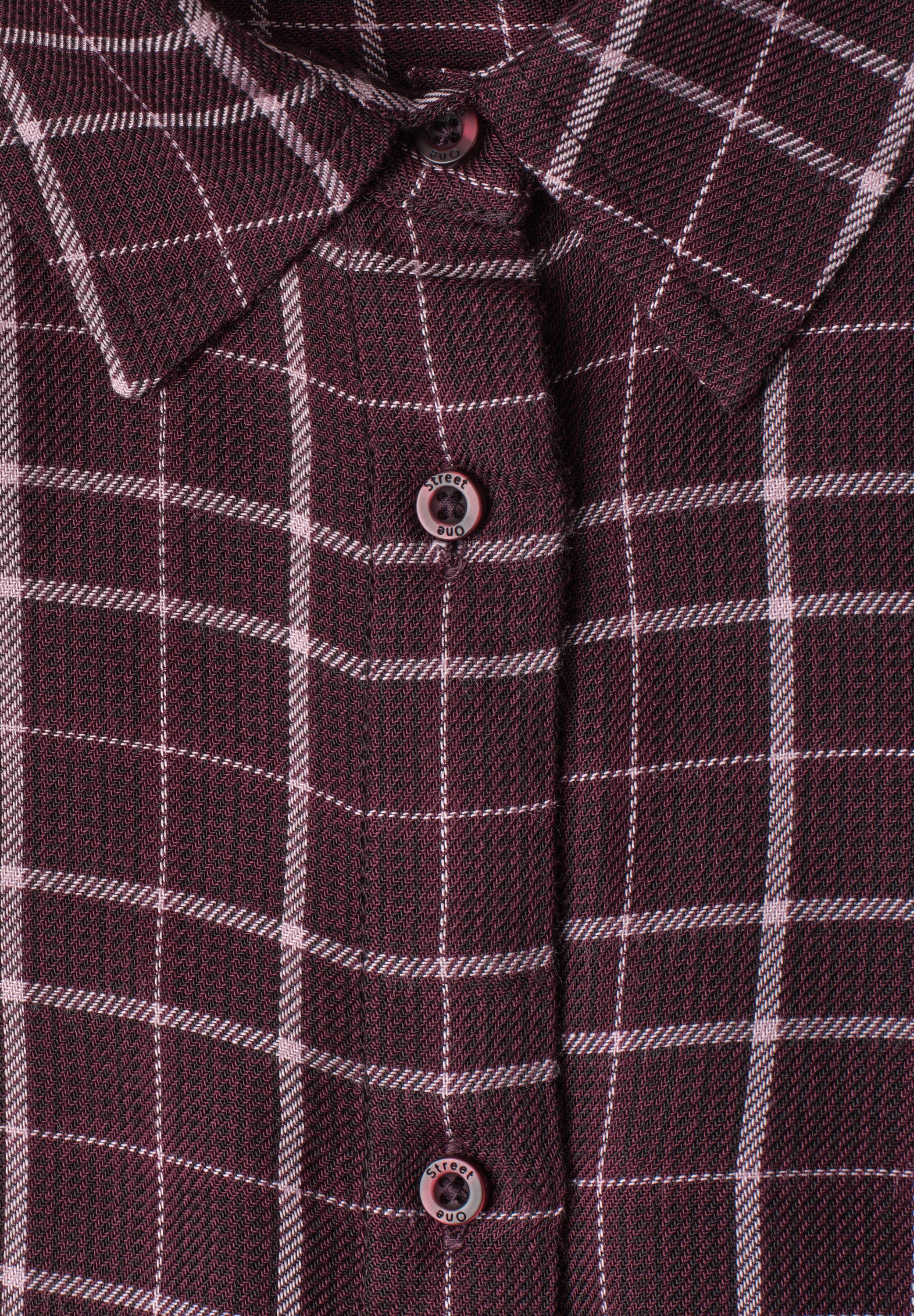 STREET ONE Blouse à pression chemise à manches 3/4 / à carreaux