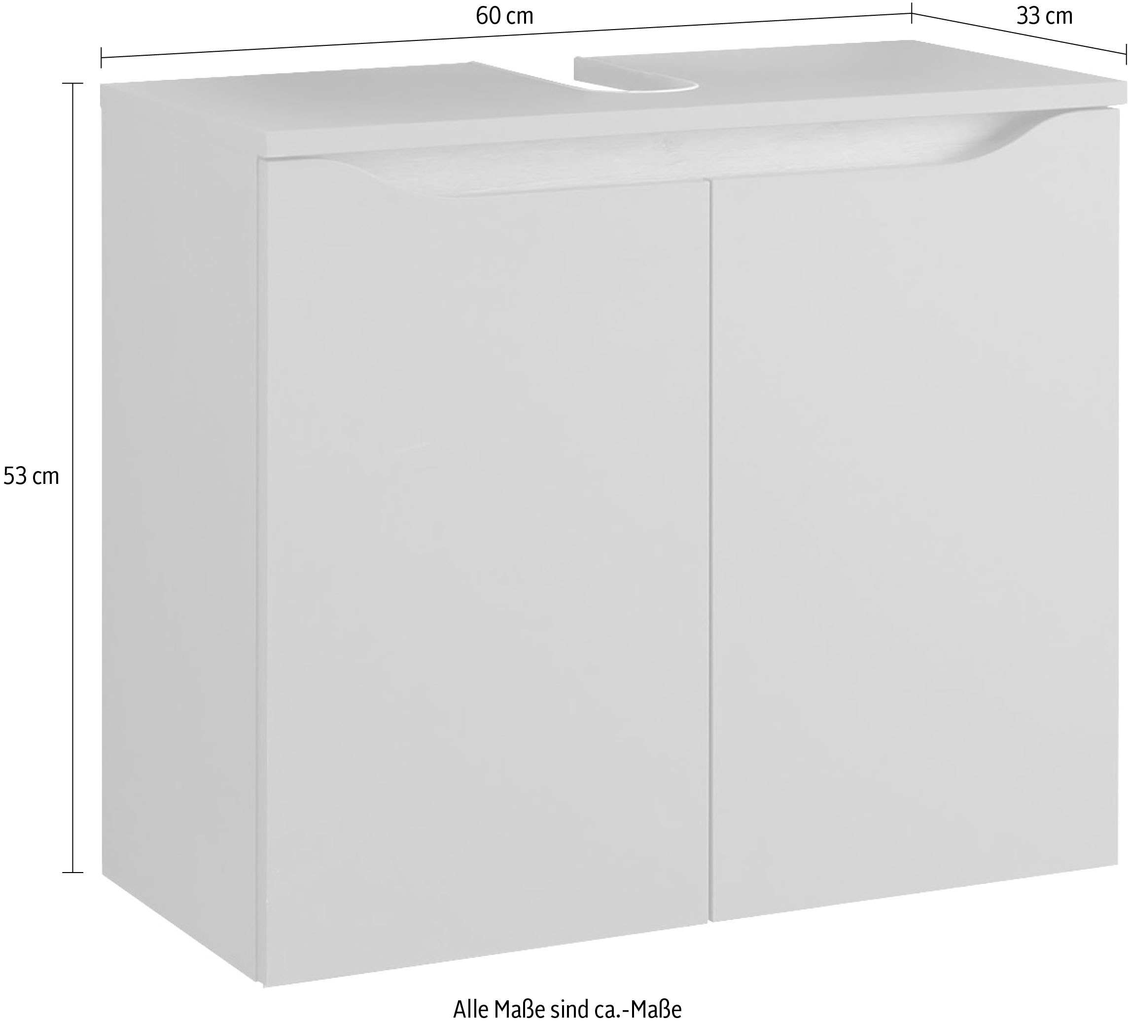 Saphir Waschbeckenunterschrank »Quickset Unterbeckenschrank, 60 cm breit, 2 Türen« Waschbeckenschrank mit Siphonausschnitt, ohne Waschbecken, grifflos