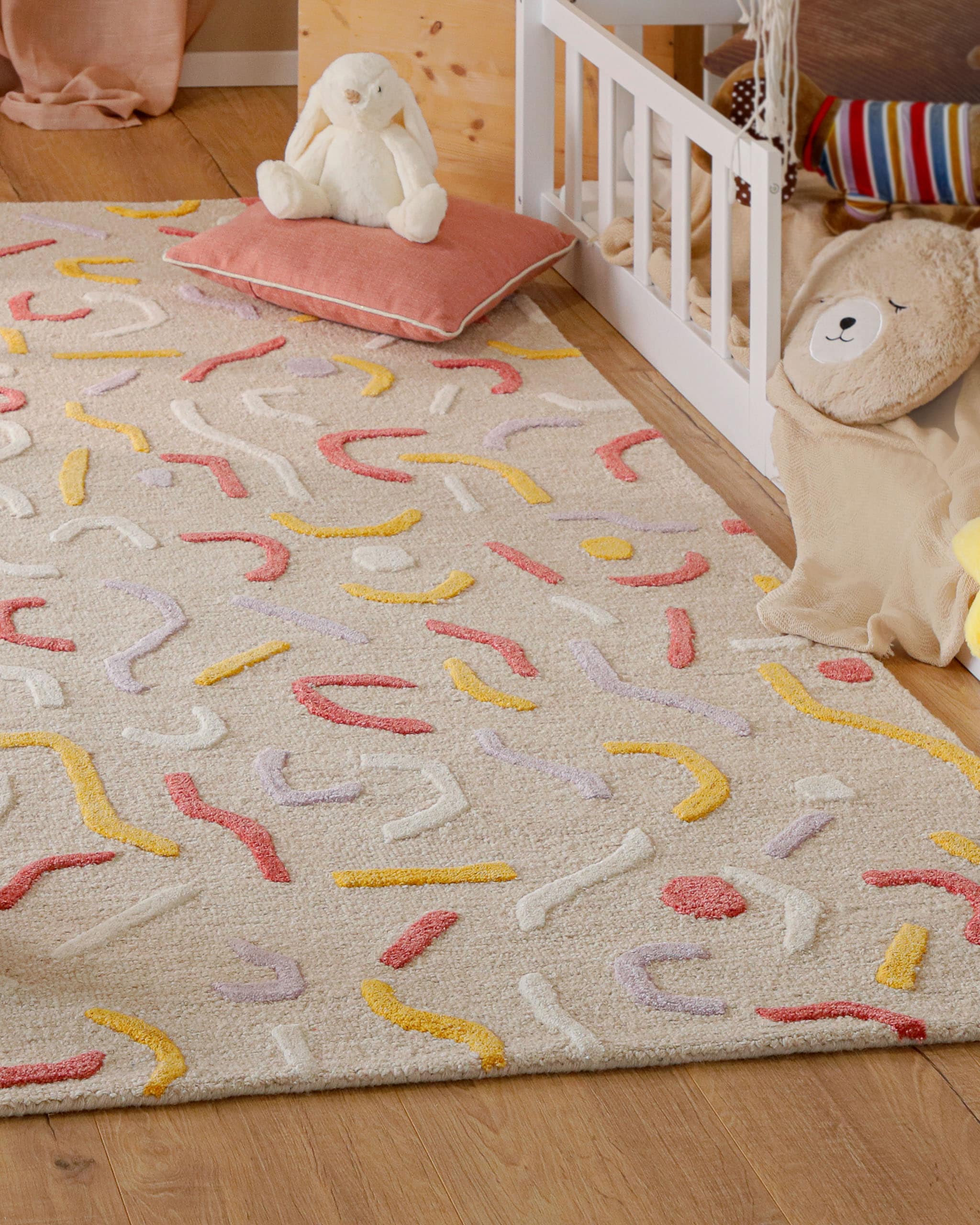 SMART KIDS Tapis pour enfants »Confetti 2.0« Rectangulaire 16 mm Höhe Kinder- & Spielteppich, Hoch-Tief-Effekt, Schurwolle, Kinderzimmer