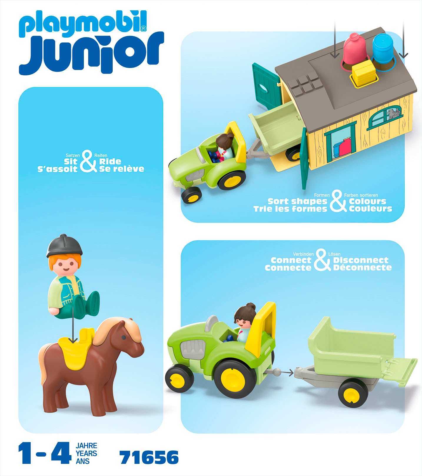 Playmobil® Jeu de construction »Bauernhof-Abenteuer mit Traktor, Anhänger u. tier. Freunden (71656)« JUNIOR, Made in Europe