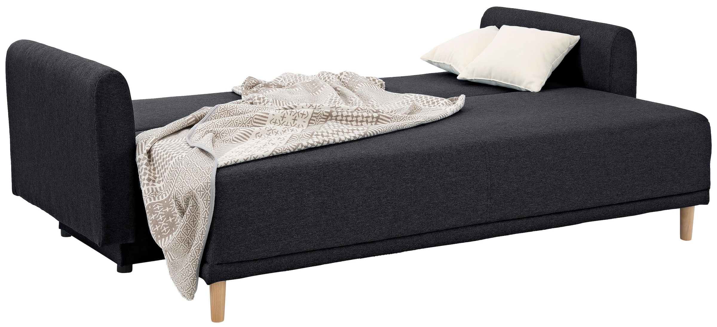 Home affaire Schlafsofa »Scandic« inkl. 2 Zierkissen und Bettkasten, Knopfheftung in Rückenkissen